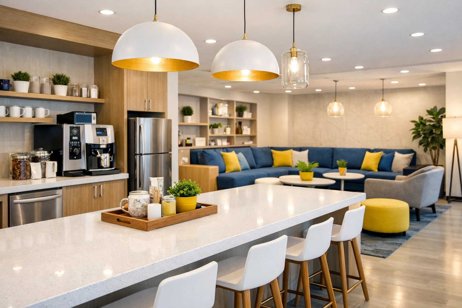 Pristine corporate lounge area demonstrating the excellence of office cleaning Worcester for local businesses.