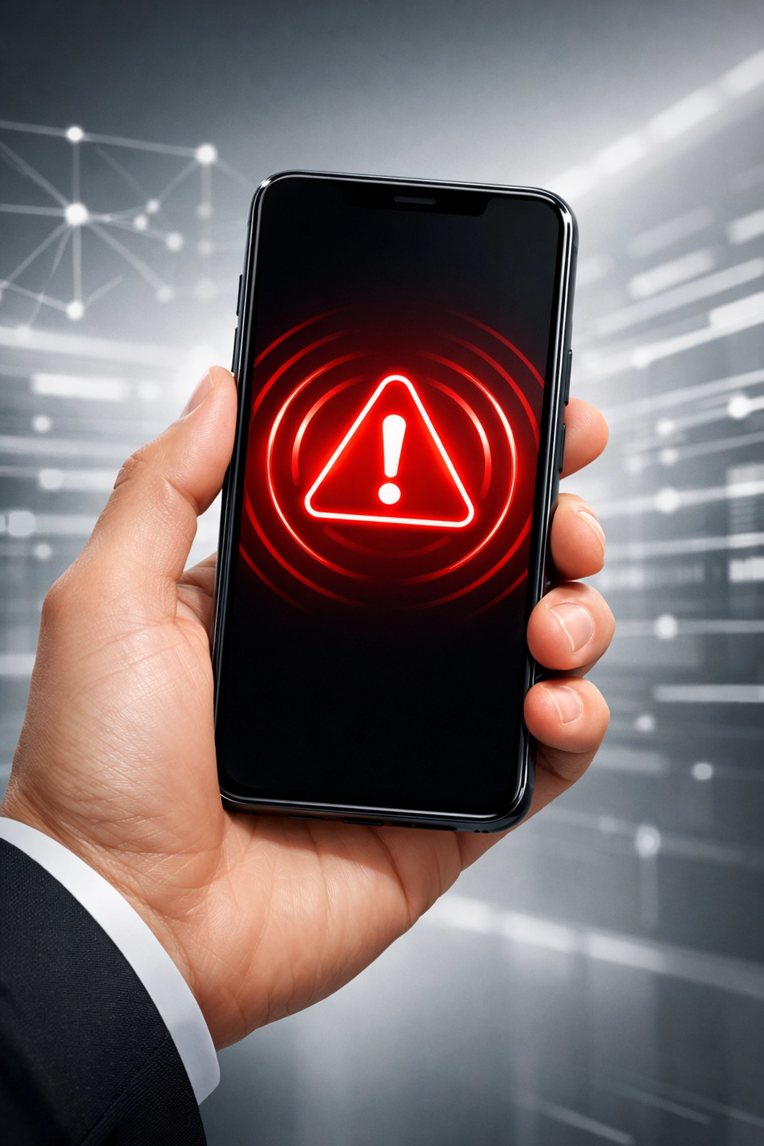 A smartphone displaying a real-time red alert notification for an urgent automotive safety recall.