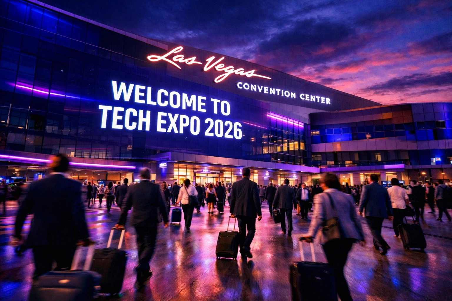 Las Vegas Convention Center crowded with business travelers during peak convention season