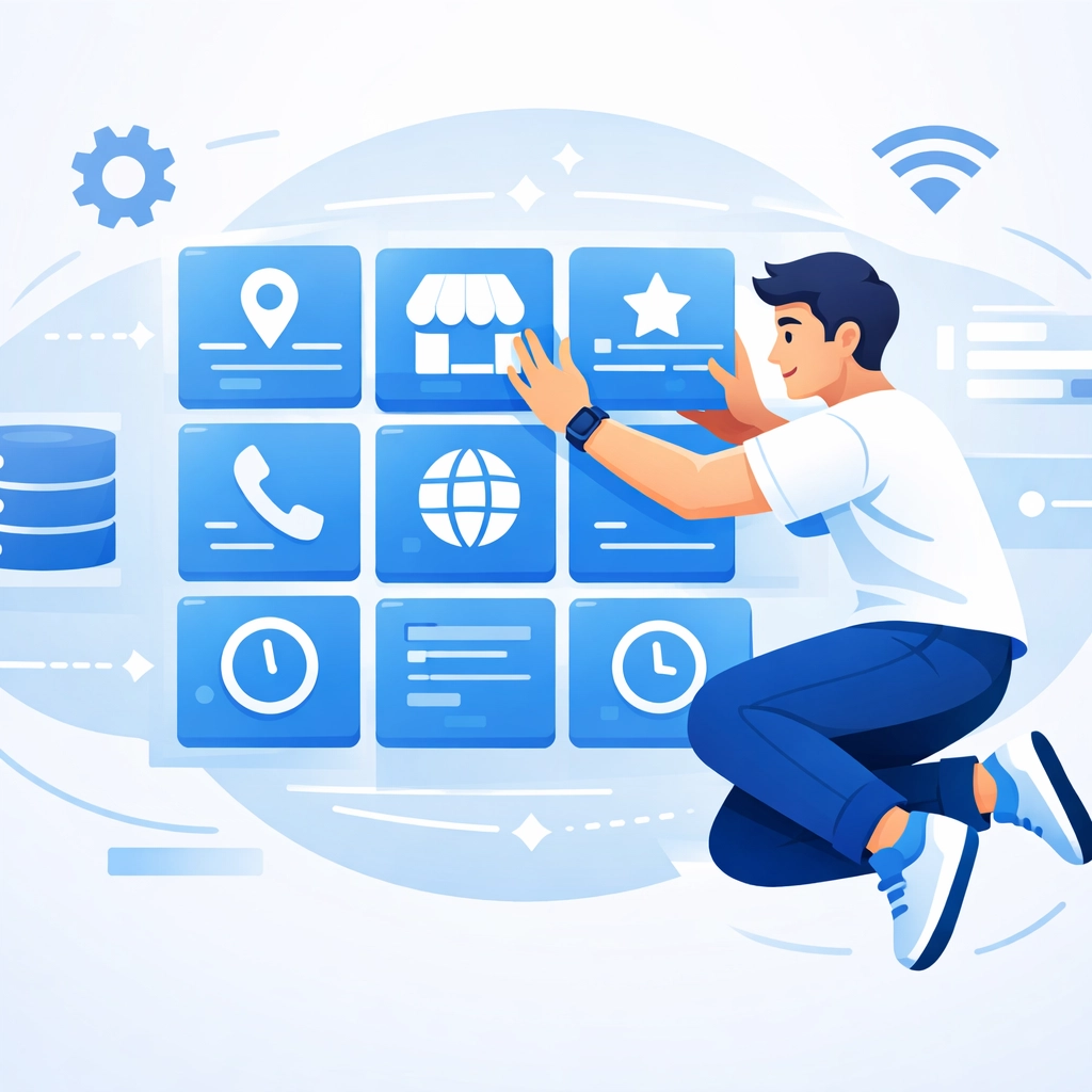 Digital illustration representing local citation cleanup and consistent business listings for Monmouth County.