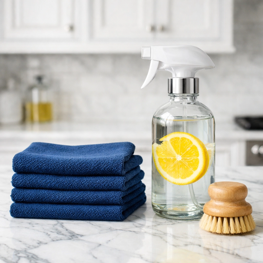 Natural cleaning tools and plant-based solutions for eco-friendly house cleaning in Weston, MA homes.