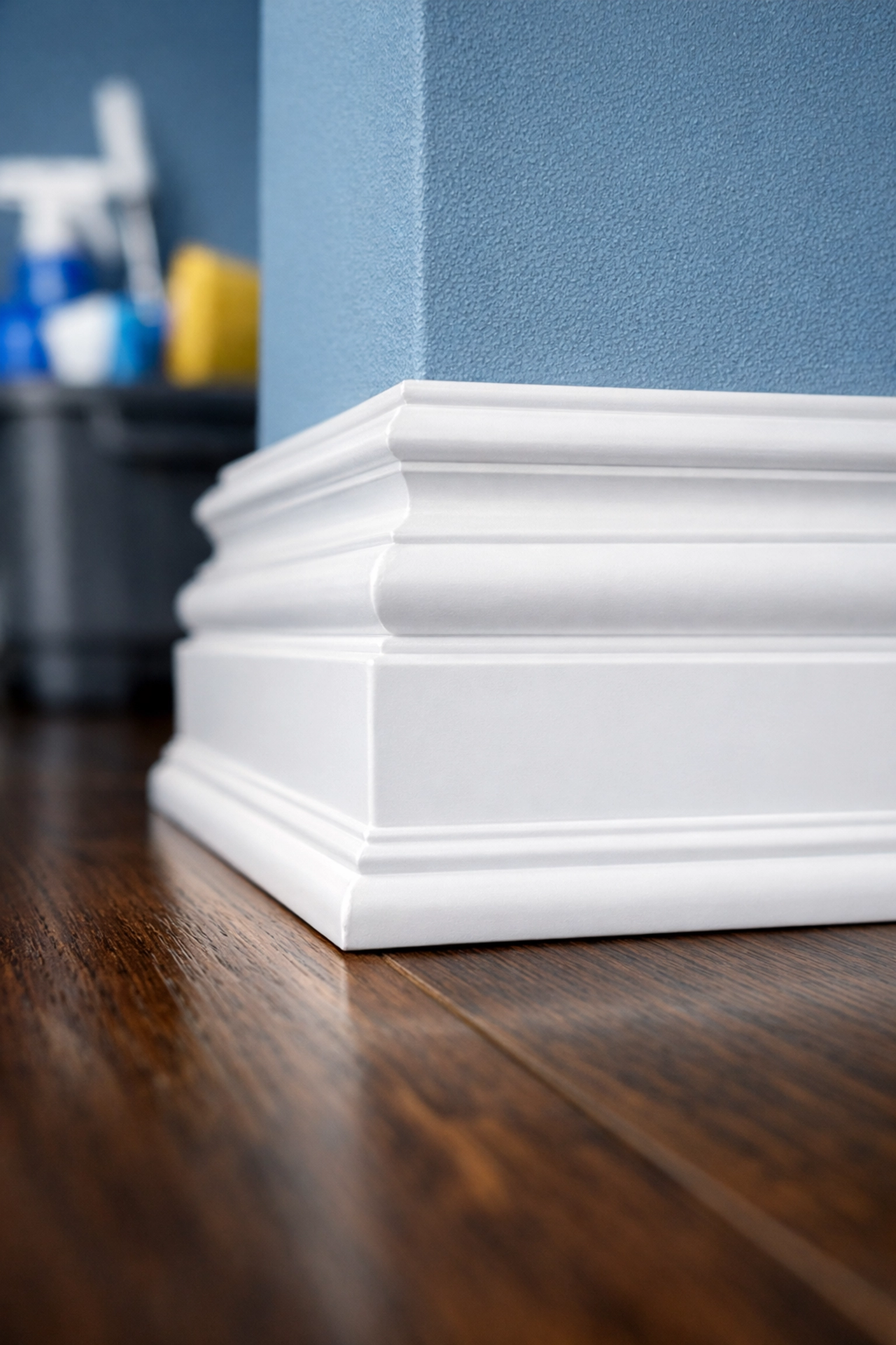 Immaculate white baseboards and hardwood floors highlighting the detail of deep cleaning in Marblehead.