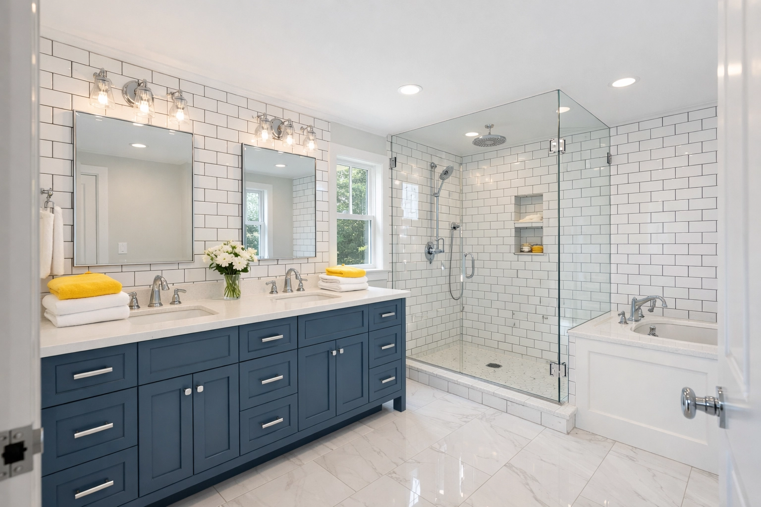 A pristine, move-in ready bathroom in Wellesley after professional post-construction cleaning services.