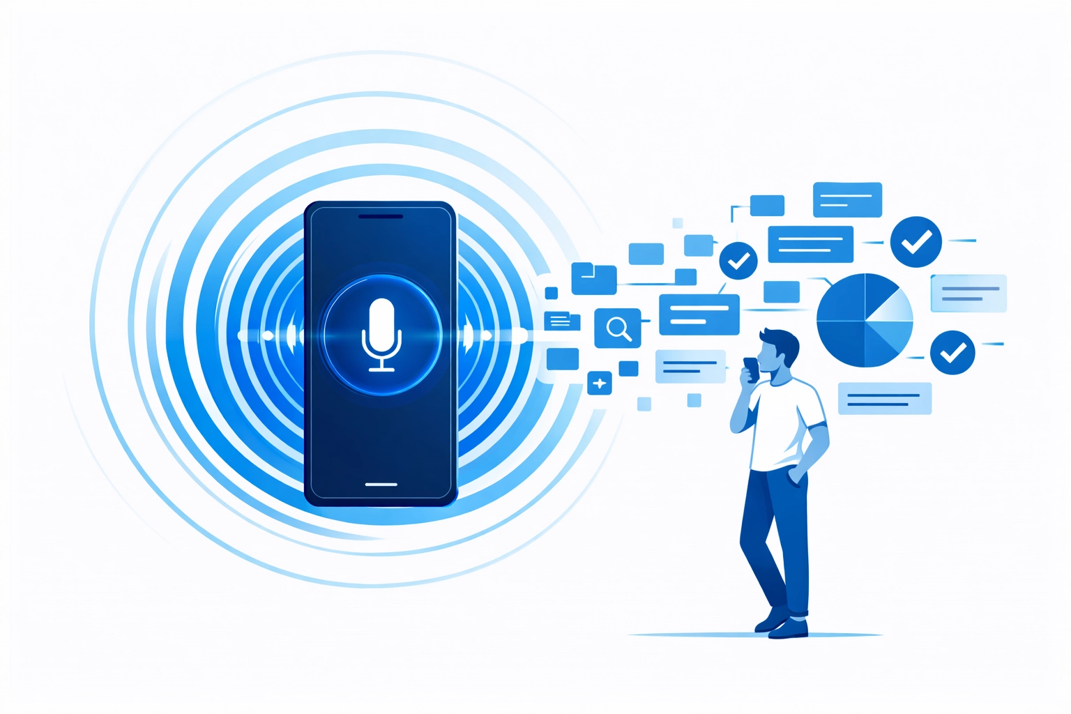 Voice search optimization and AEO illustration showing how to capture direct answer queries.