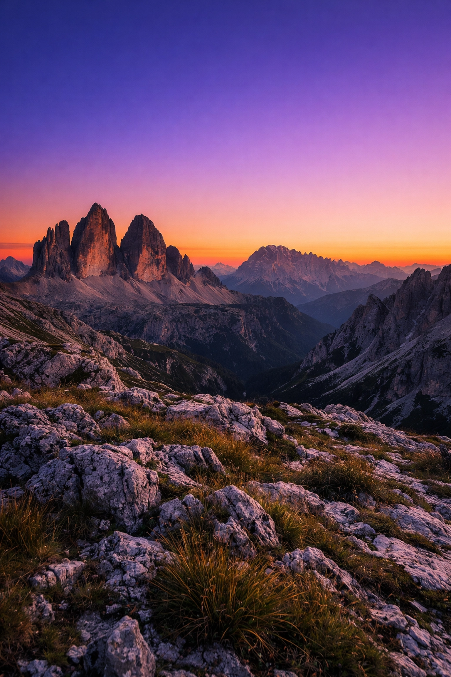 Sunset over the Dolomite Mountains in Italy showing high image quality with no compression artifacts.