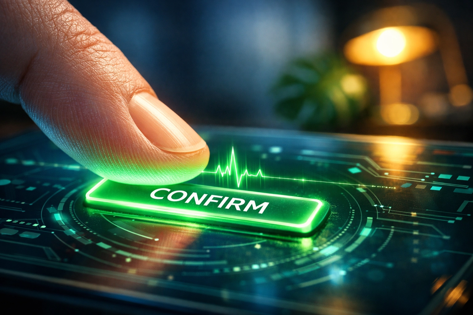 Close-up of a person verifying an automated task, illustrating human oversight in responsible AI systems.