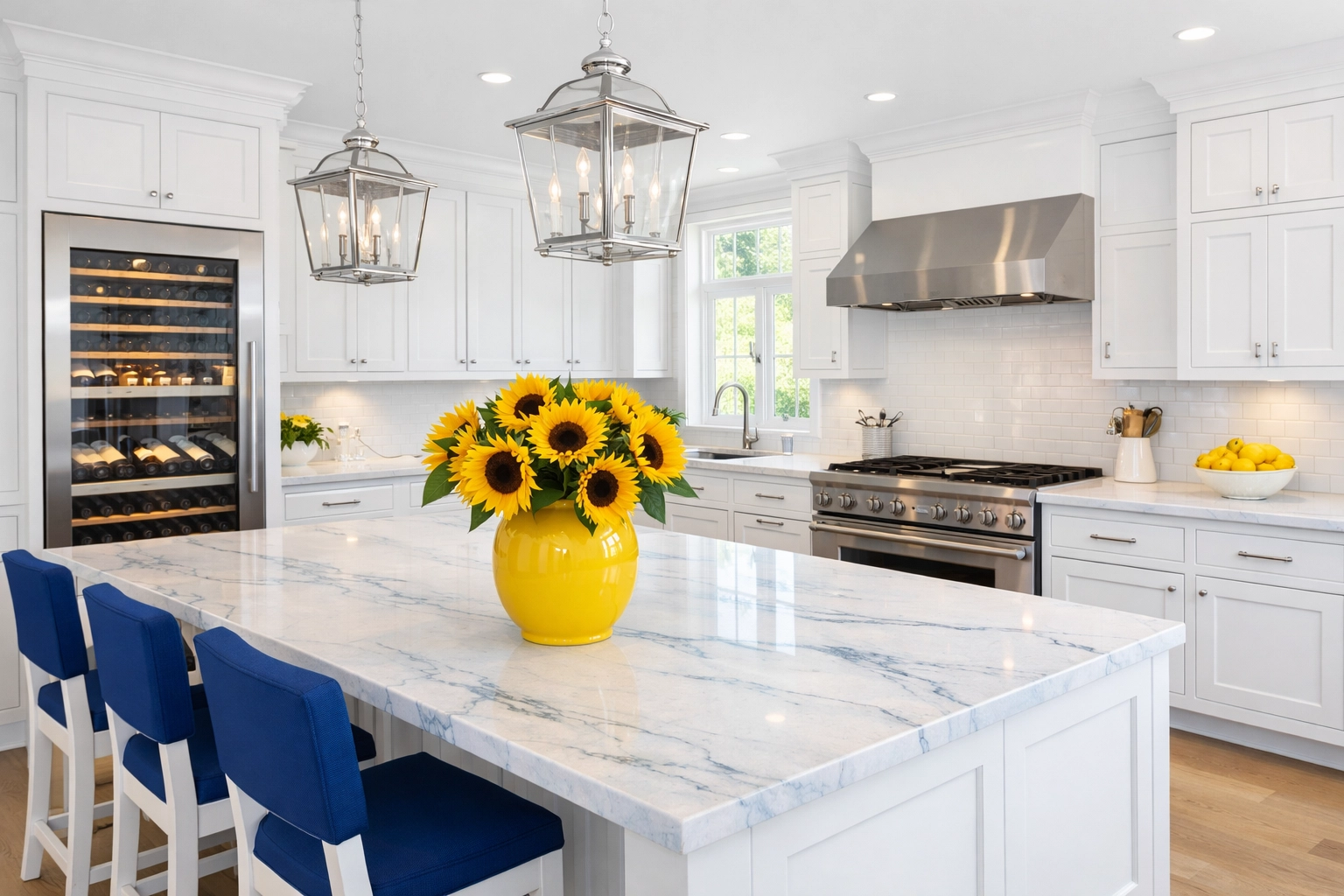 Pristine white kitchen in Topsfield, MA, perfect for a weekly house cleaning routine.
