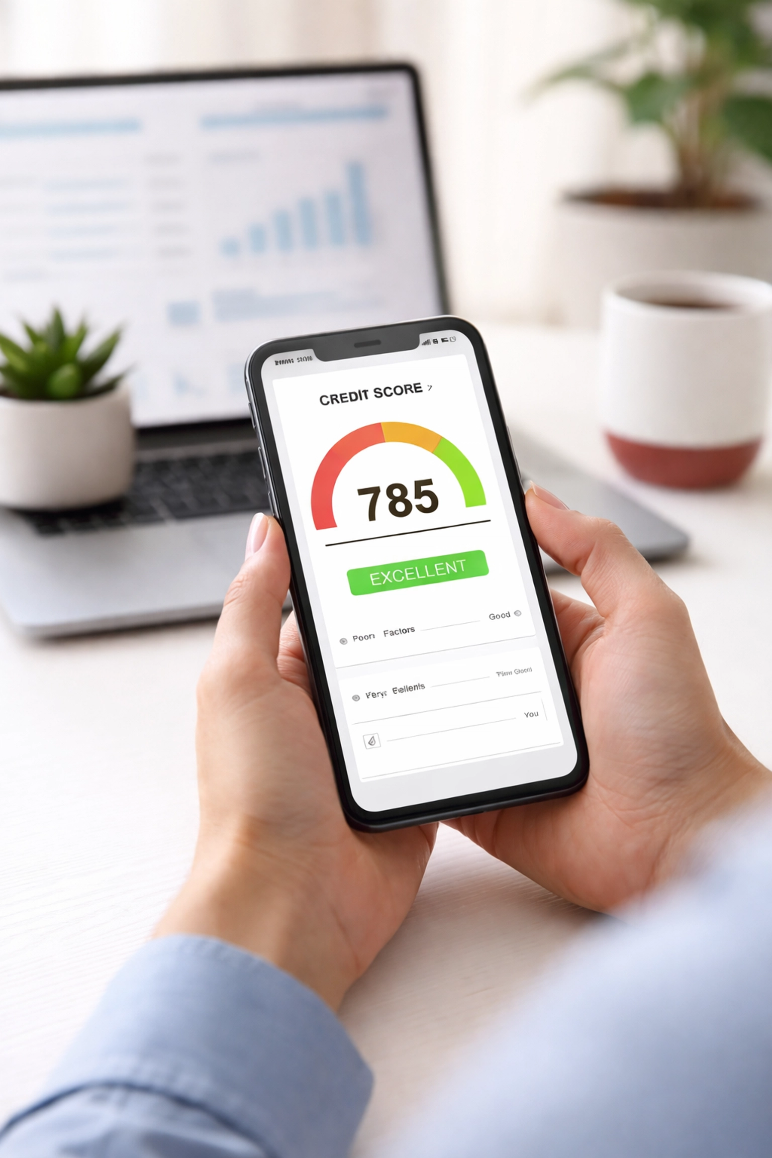 Person checking their credit score on a smartphone at home, illustrating how to review your credit report for medical collections.