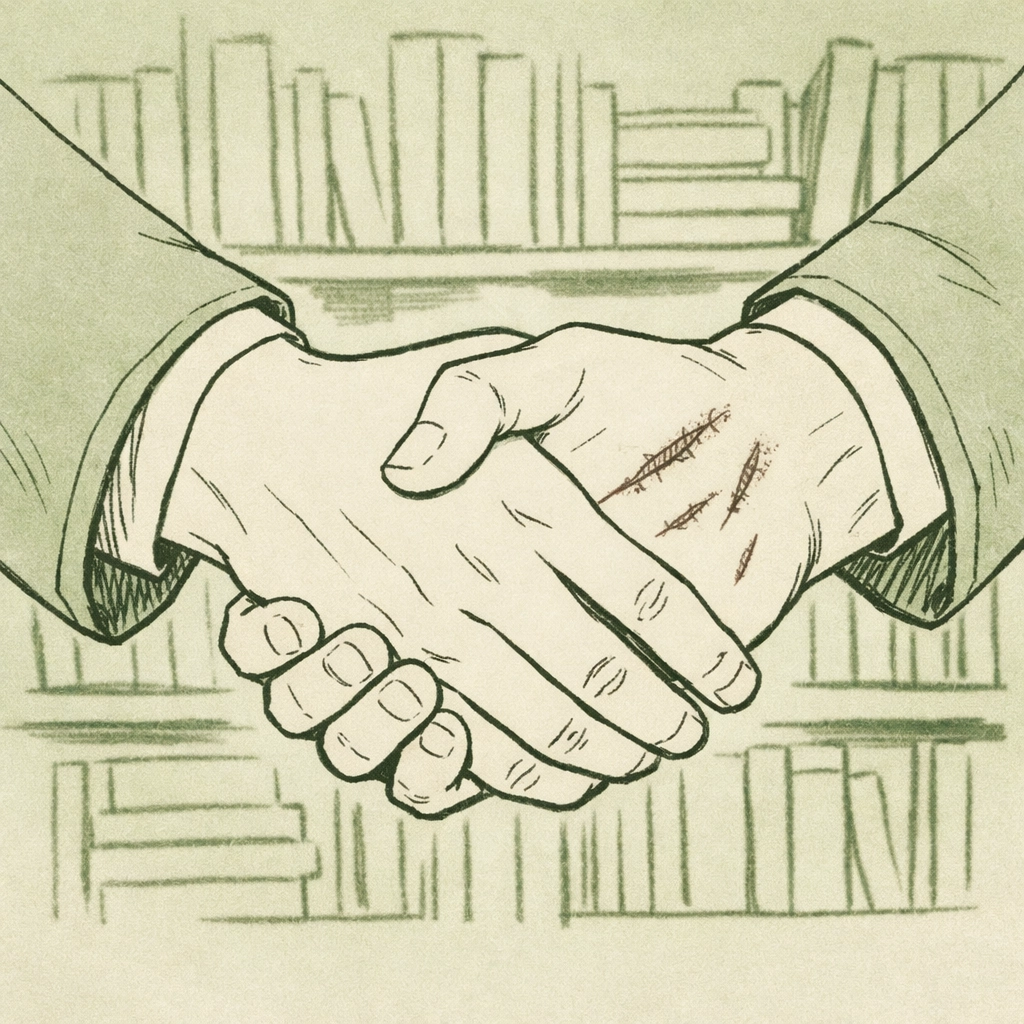 Clasped hands symbolizing connection in gay psychological thriller fiction