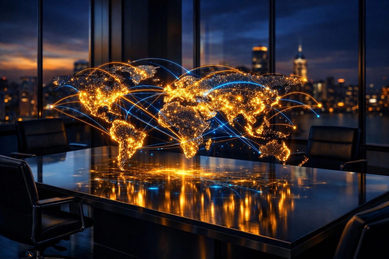 A holographic map of global carrier connections representing a vendor-neutral managed technology and network strategy.
