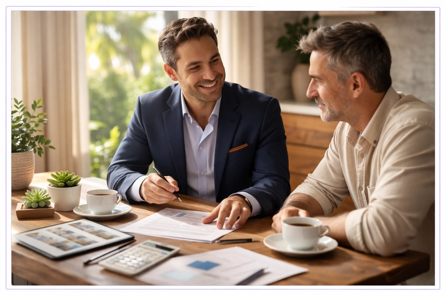 Overhead view of professionals collaborating on selling an inherited house in Los Angeles with documents and devices. Overhead view of professionals collaborating on selling an inherited house in Los Angeles with documents and devices.