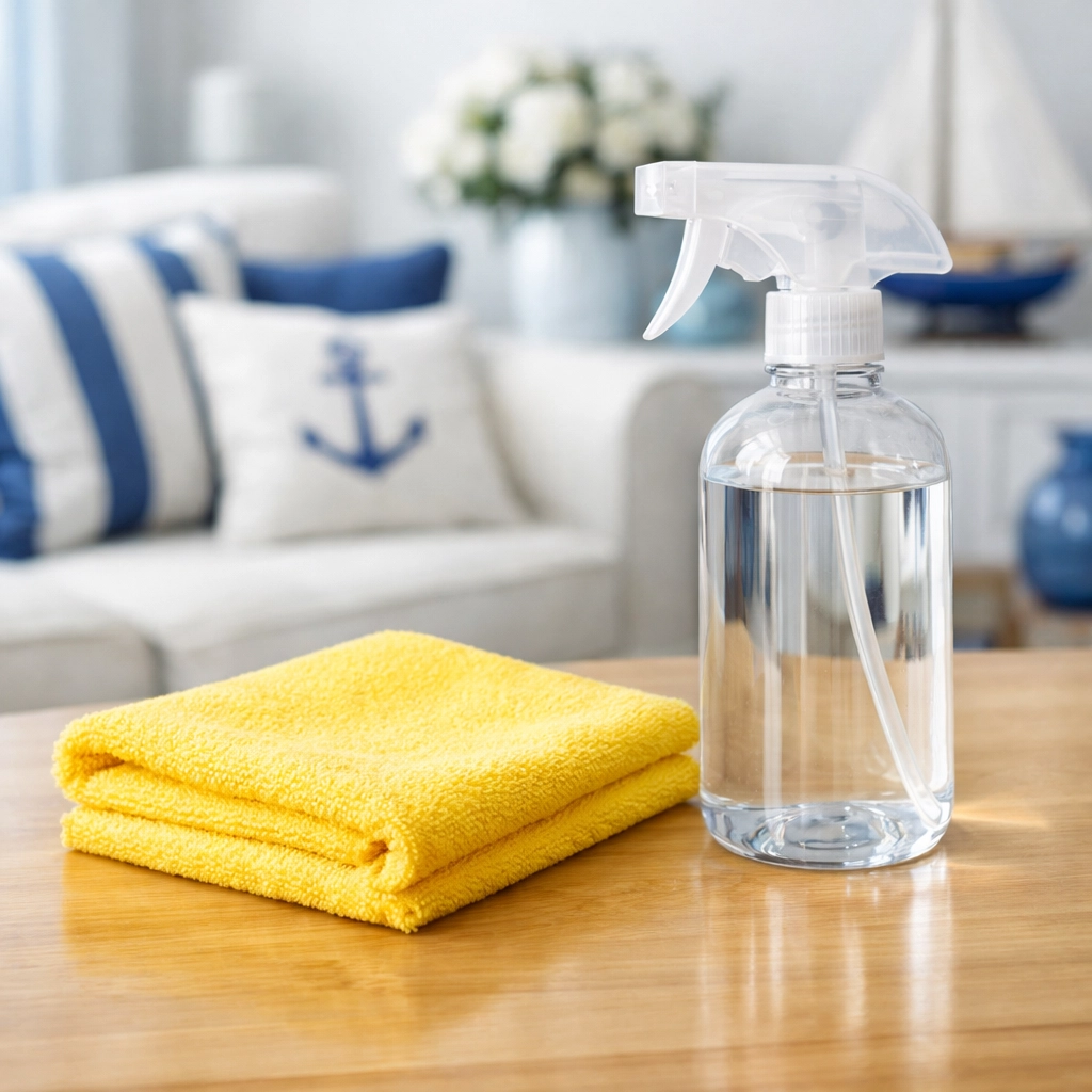Eco-friendly cleaning supplies ready for a bi weekly house cleaning service in a luxury home.