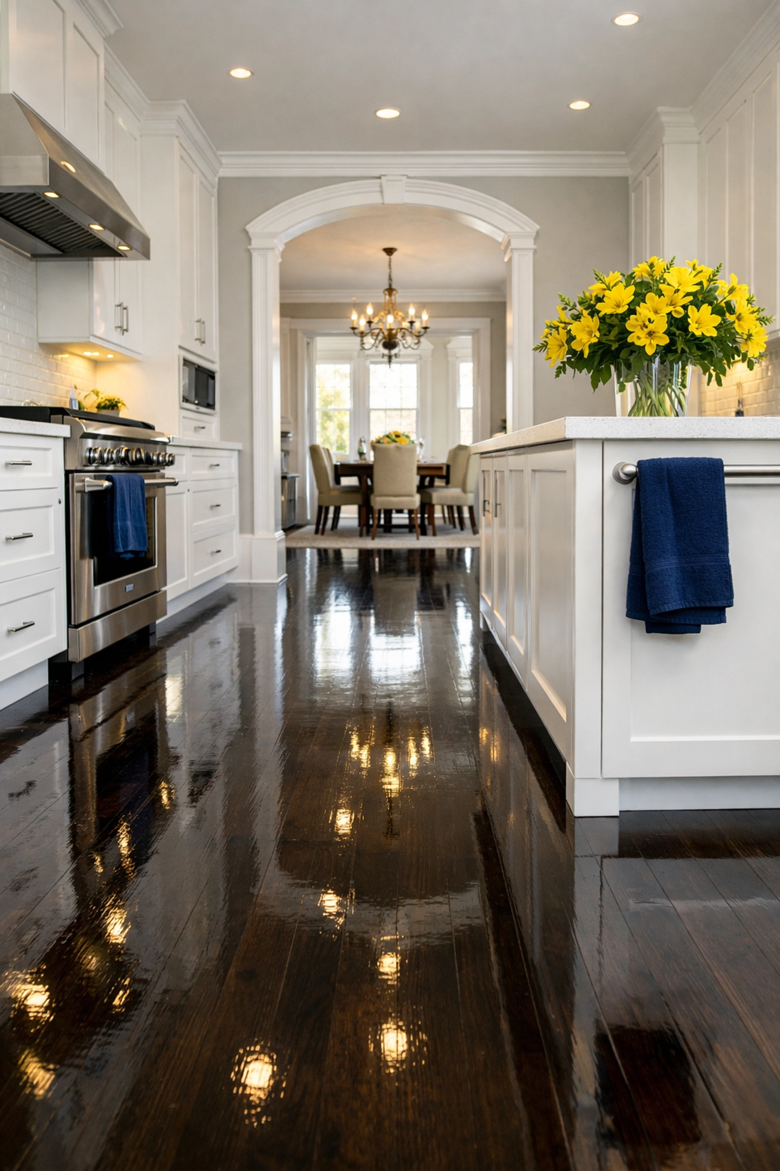 Pristine Worcester kitchen with sparkling surfaces after a professional deep cleaning service.