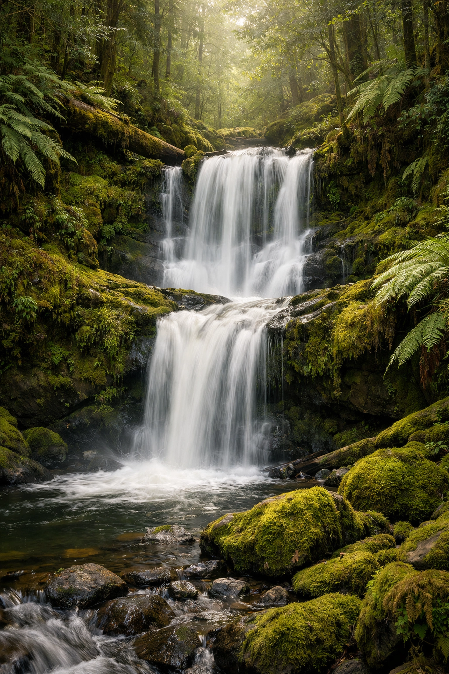 Naturally edited rainforest waterfall showing how to fix 7 mistakes you’re making with landscape photography.