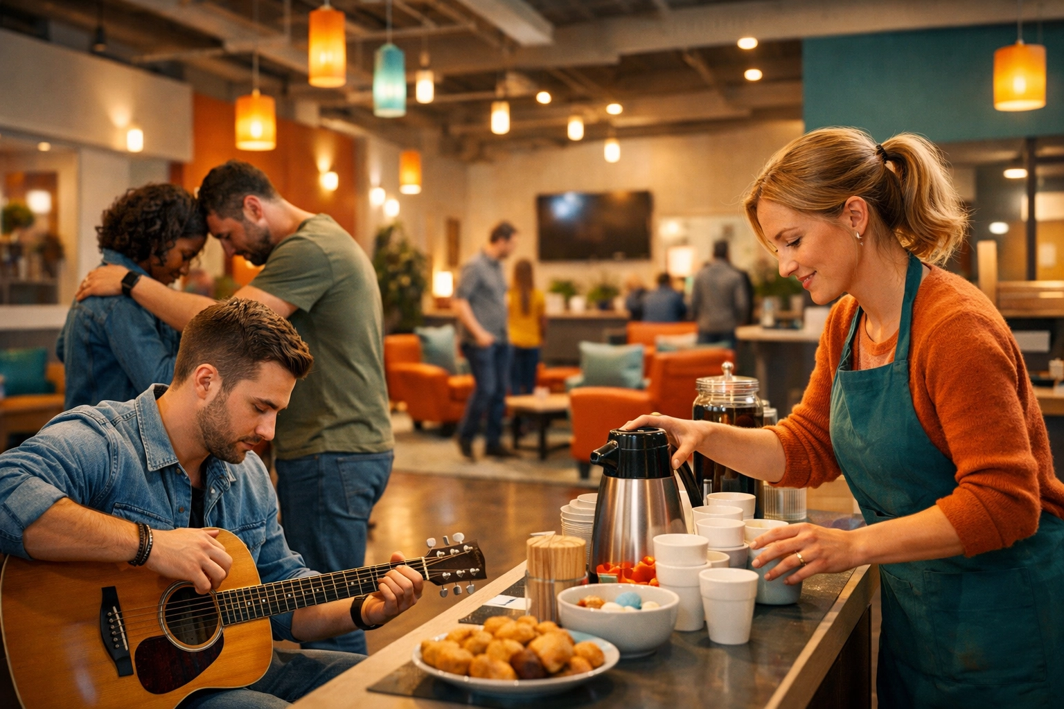 Church members using their spiritual gifts to serve others in a welcoming and active ministry environment.