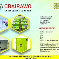 Obairawo’s product line of eco-friendly fuelless generators and energy-saving devices