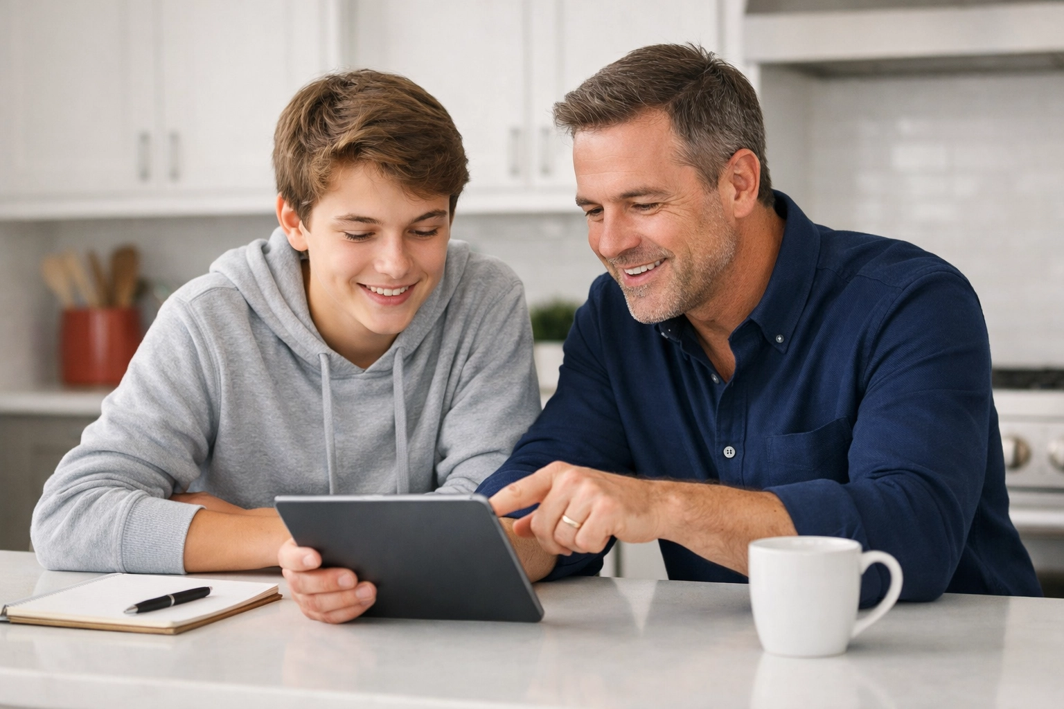 A Texas father mentoring his son on building credit from scratch and family financial education.