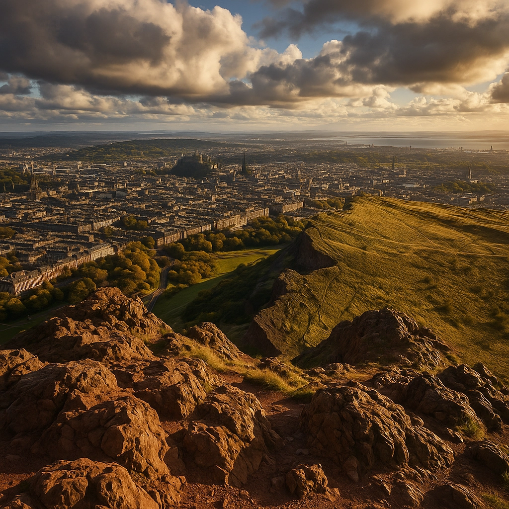 View from Arthur's Seat showing Edinburgh cityscape