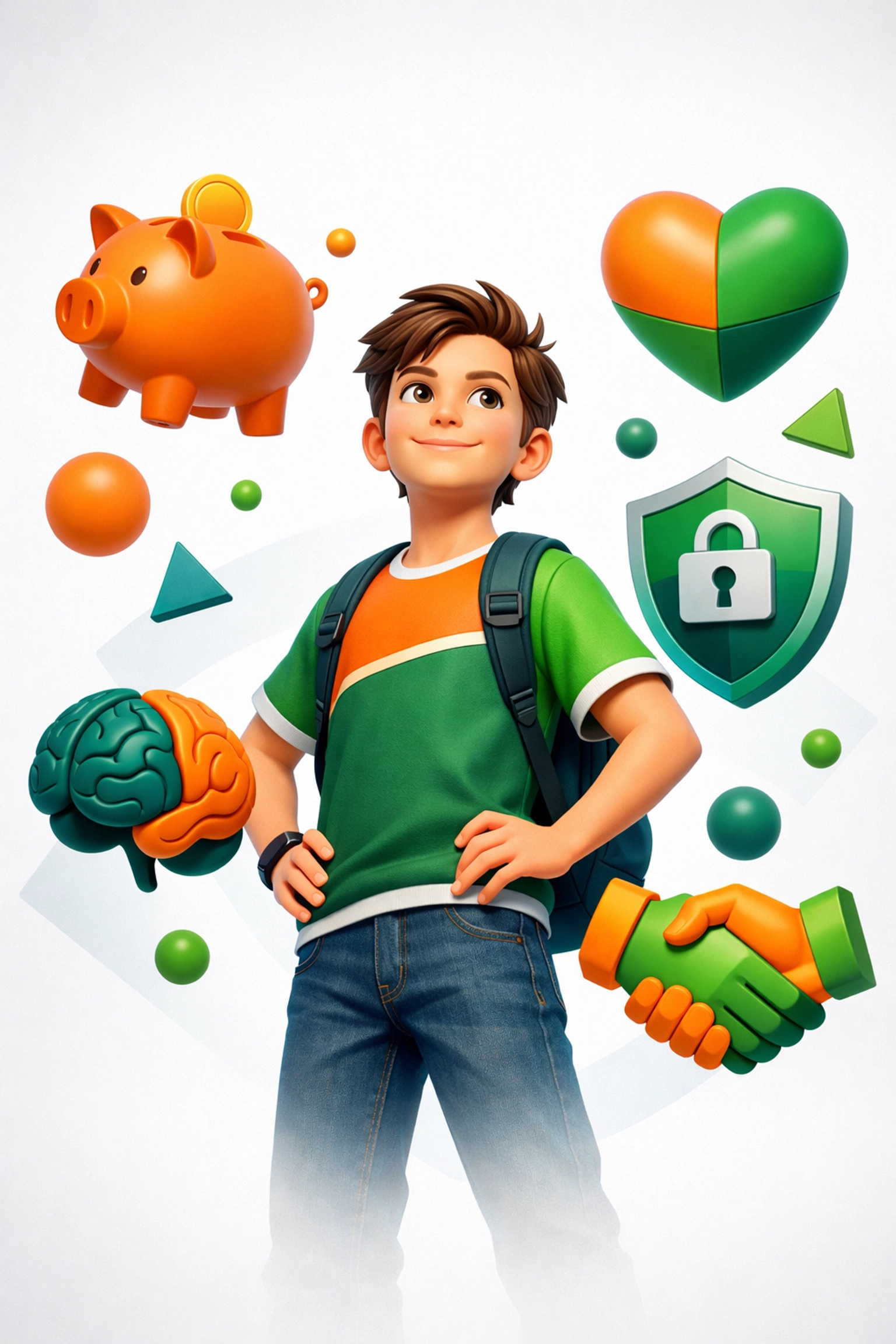 Teen boy representing comprehensive life skills including financial literacy and digital safety