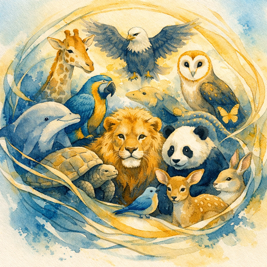Diverse animals representing God's creativity and Zootopia 2 themes of unity and inclusion