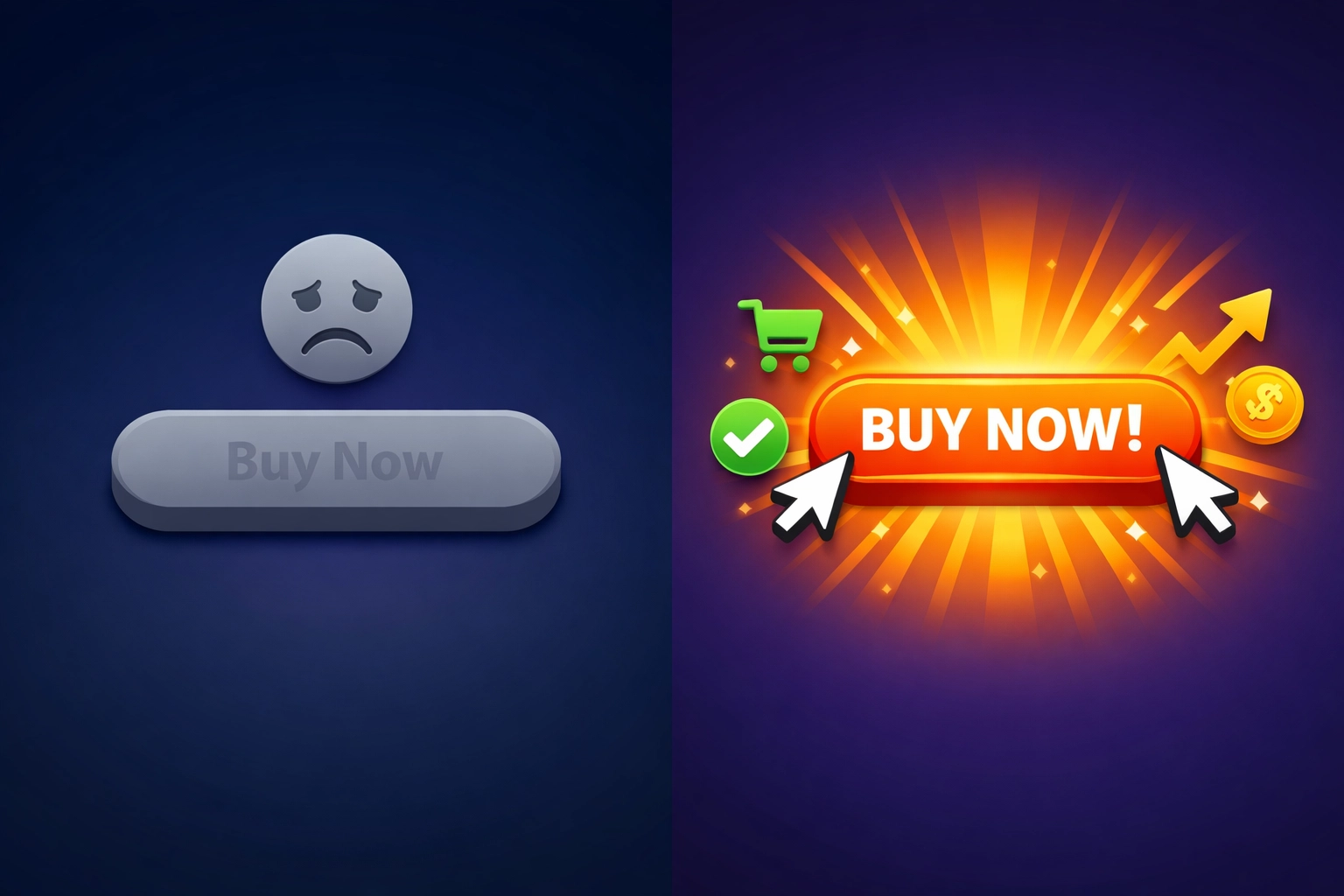 Weak call-to-action button comparison showing effective CTA design for Tennessee websites