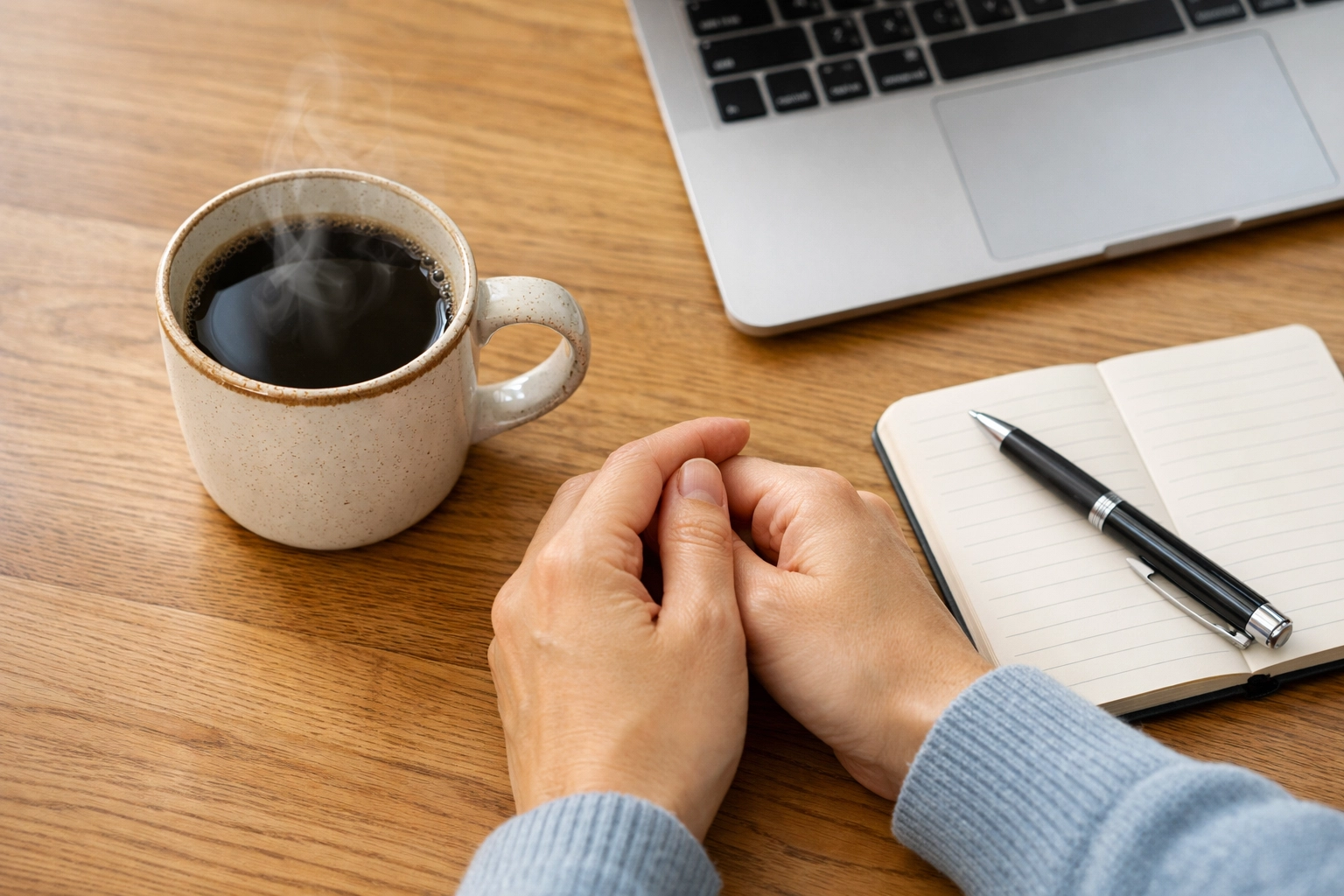 Planning financial repayment for an emergency loan Canada with a laptop and notebook.
