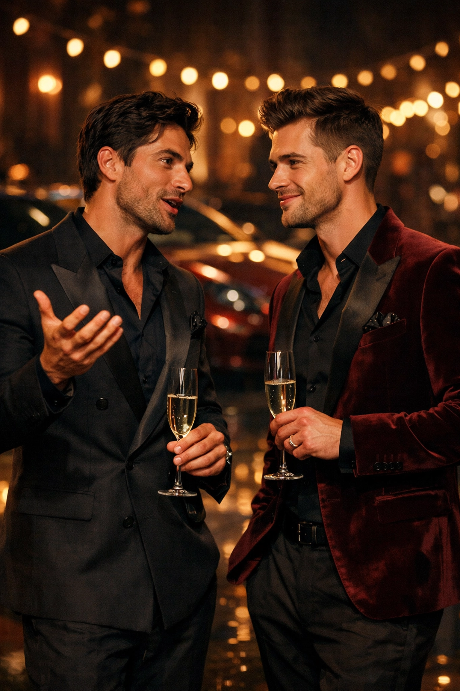 Gay romance blooms at upscale car show as two collectors flirt over champagne