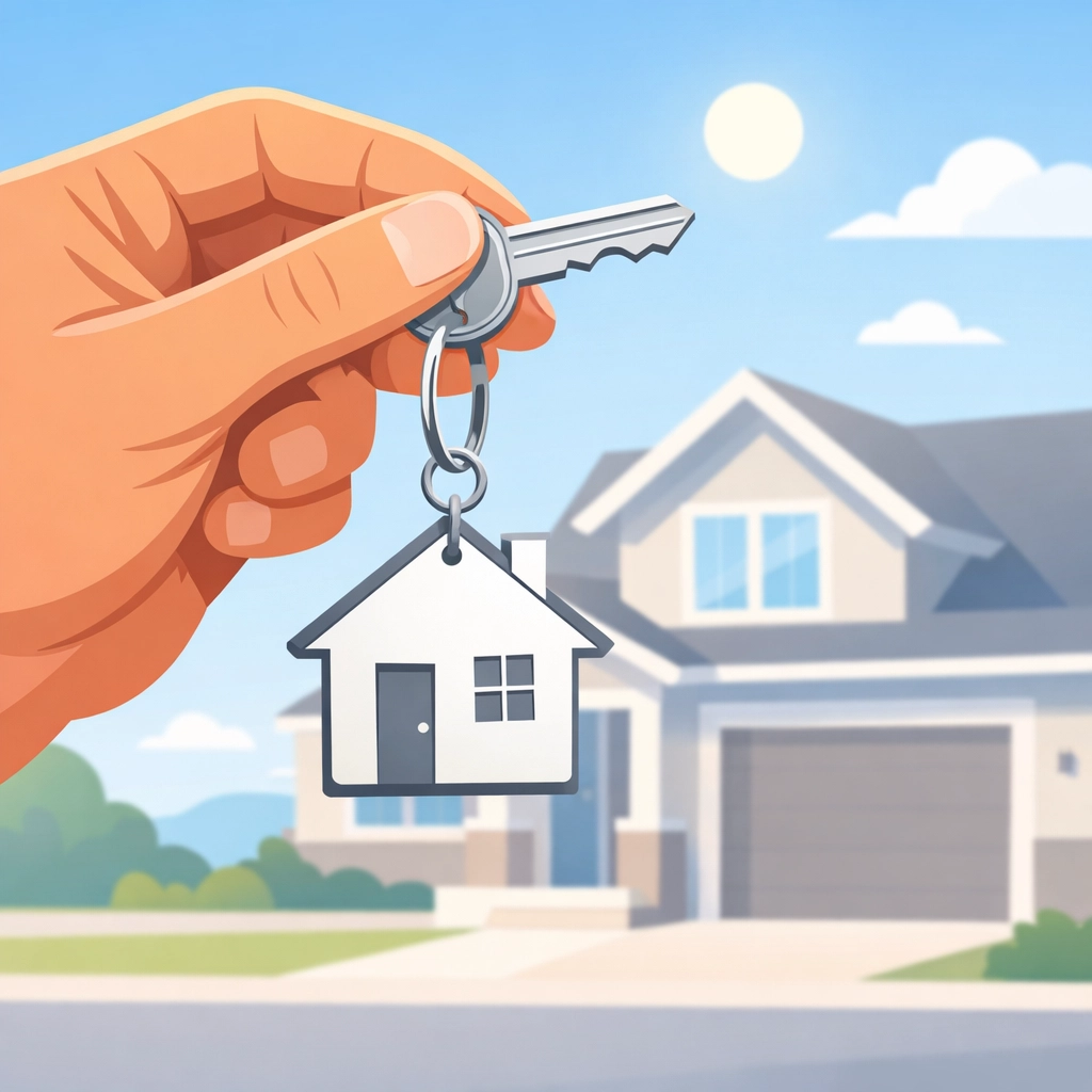 Llaves de casa nueva tras limpiar el crédito y calificar para un préstamo hipotecario.