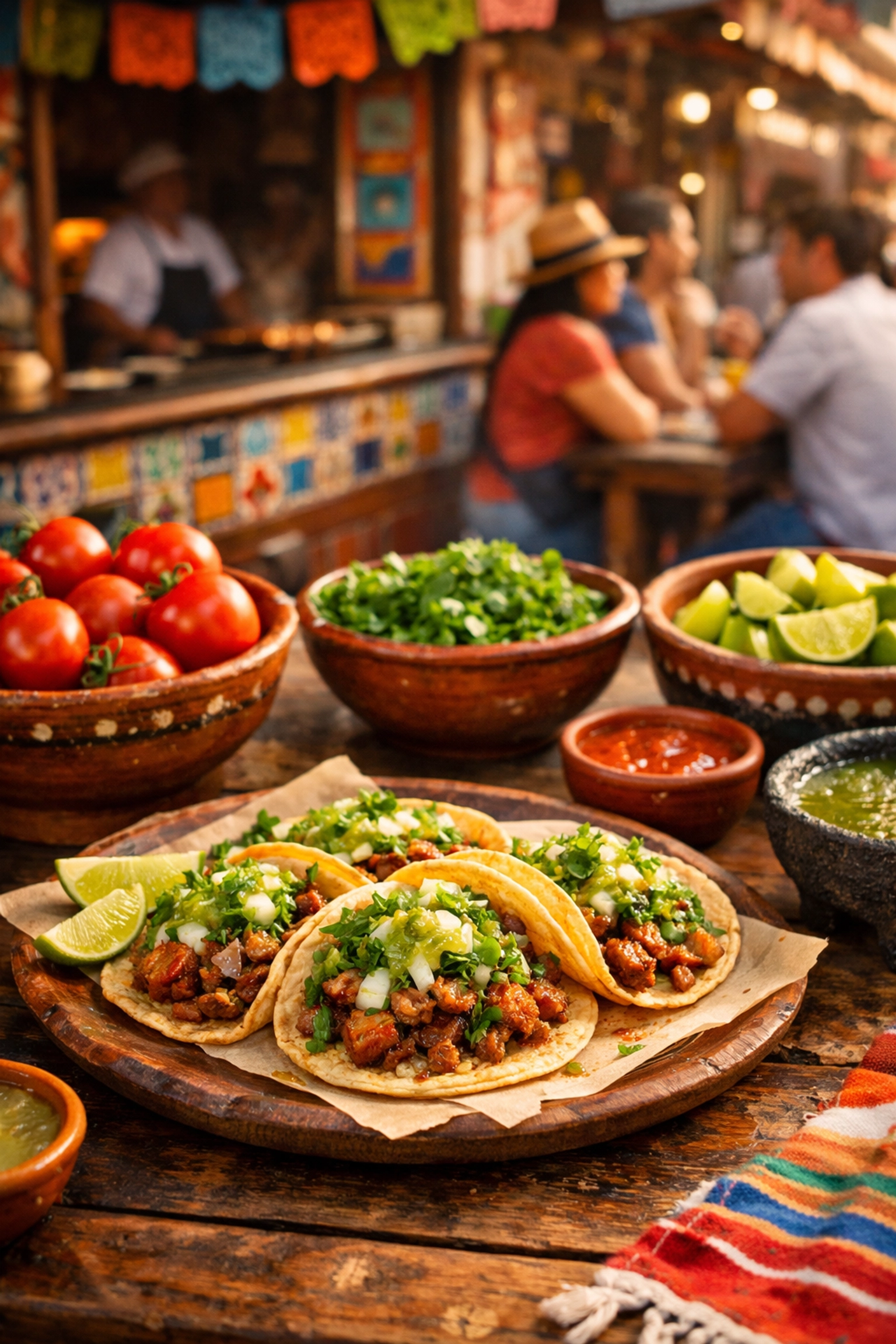Authentic street tacos at local taquería in Puerto Vallarta Old Town