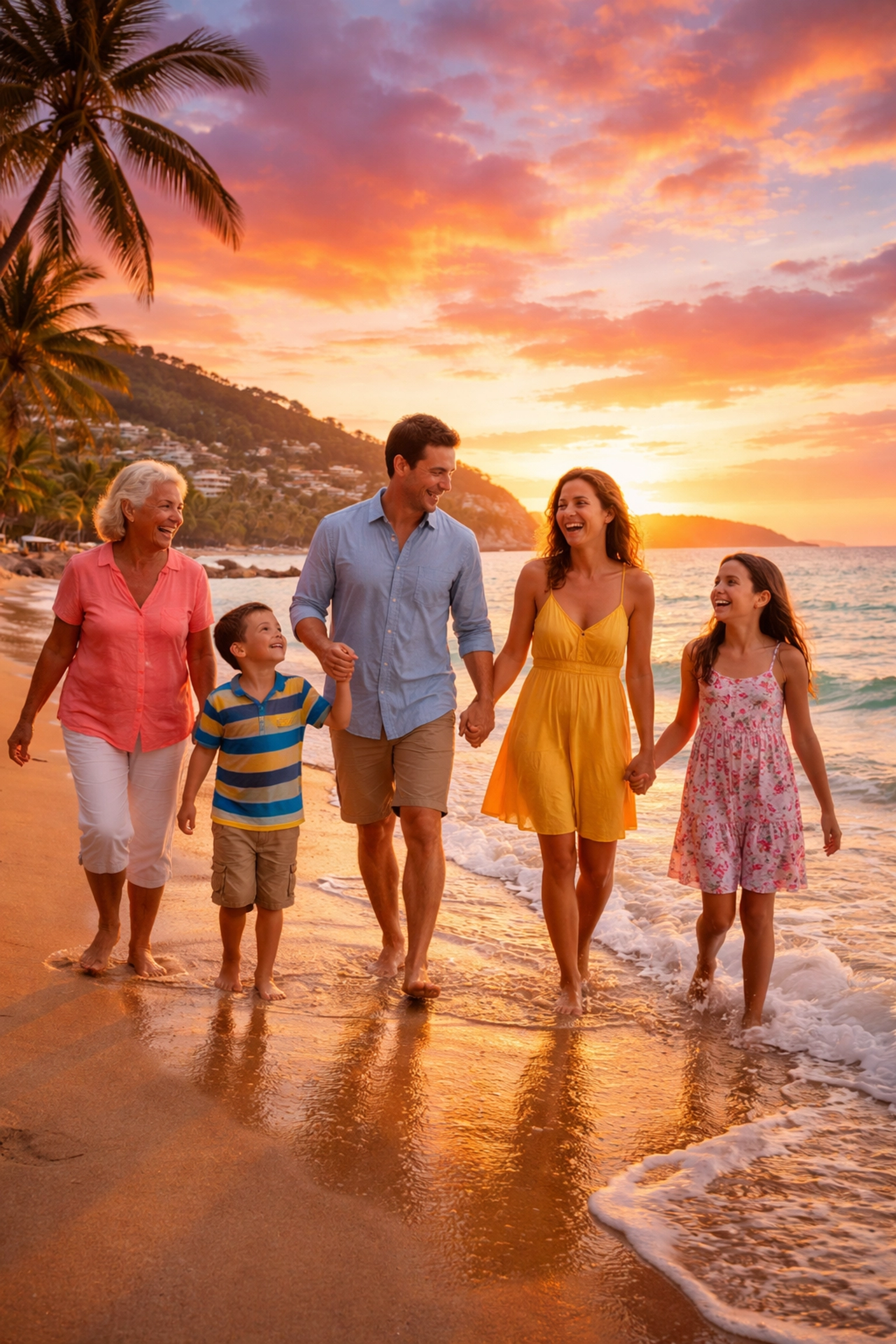 High-contrast, colorful scene of a solo digital nomad working on a laptop at a bright Puerto Vallarta café near Old Town, with vivid street art and tropical tones, no kids, no rooftop pools.