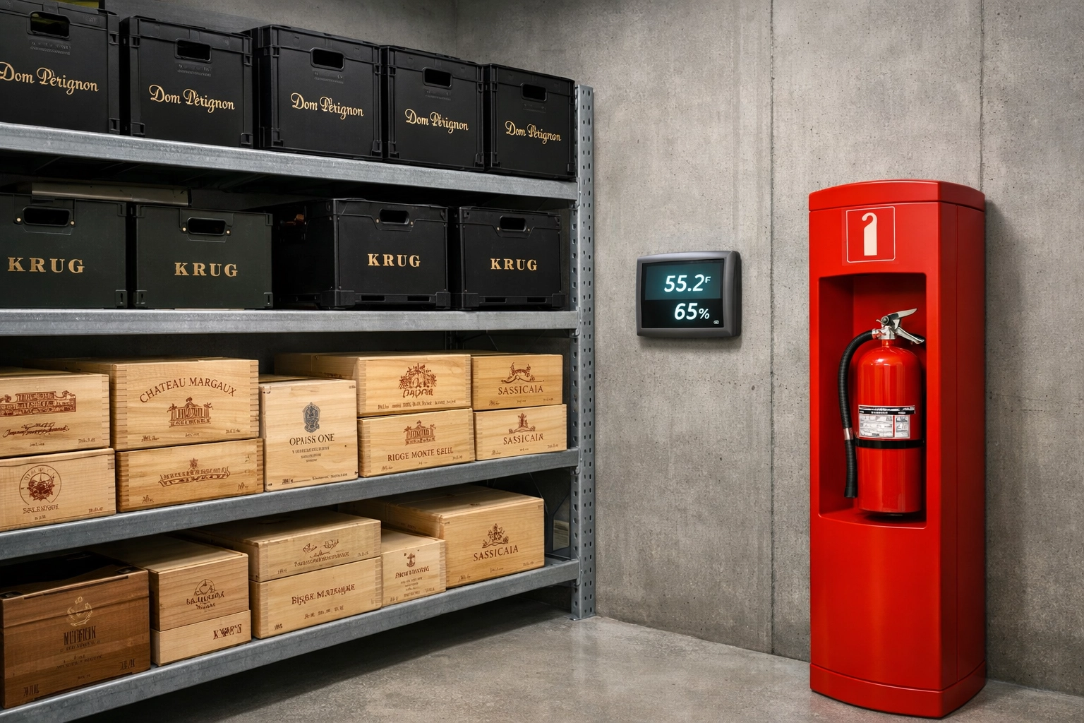 Secure climate-controlled beverage storage in Hertford with specialized shelving and temperature monitoring.