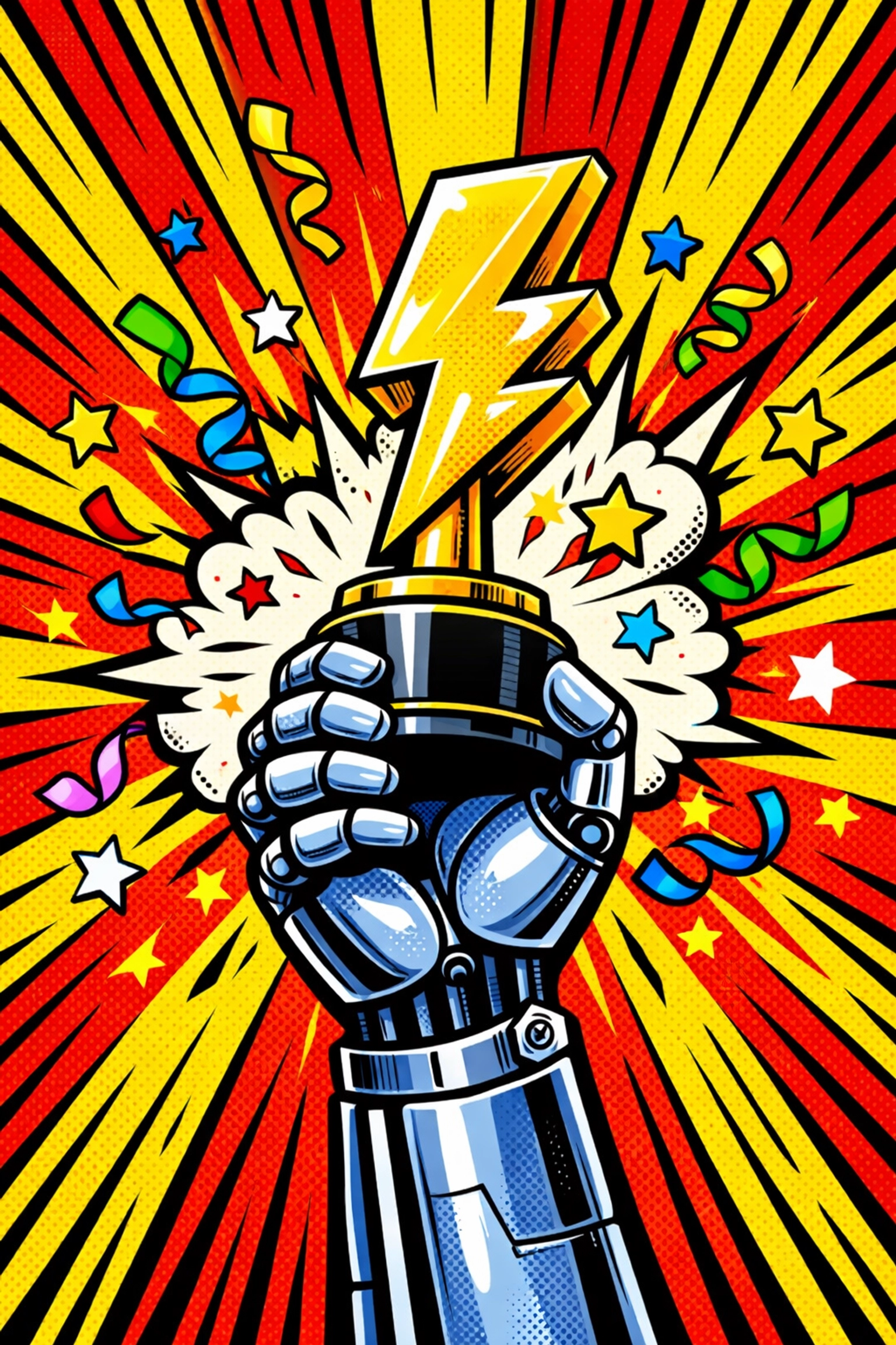 Robotic hand holding a trophy symbolizing success when you automate customer support with AI.