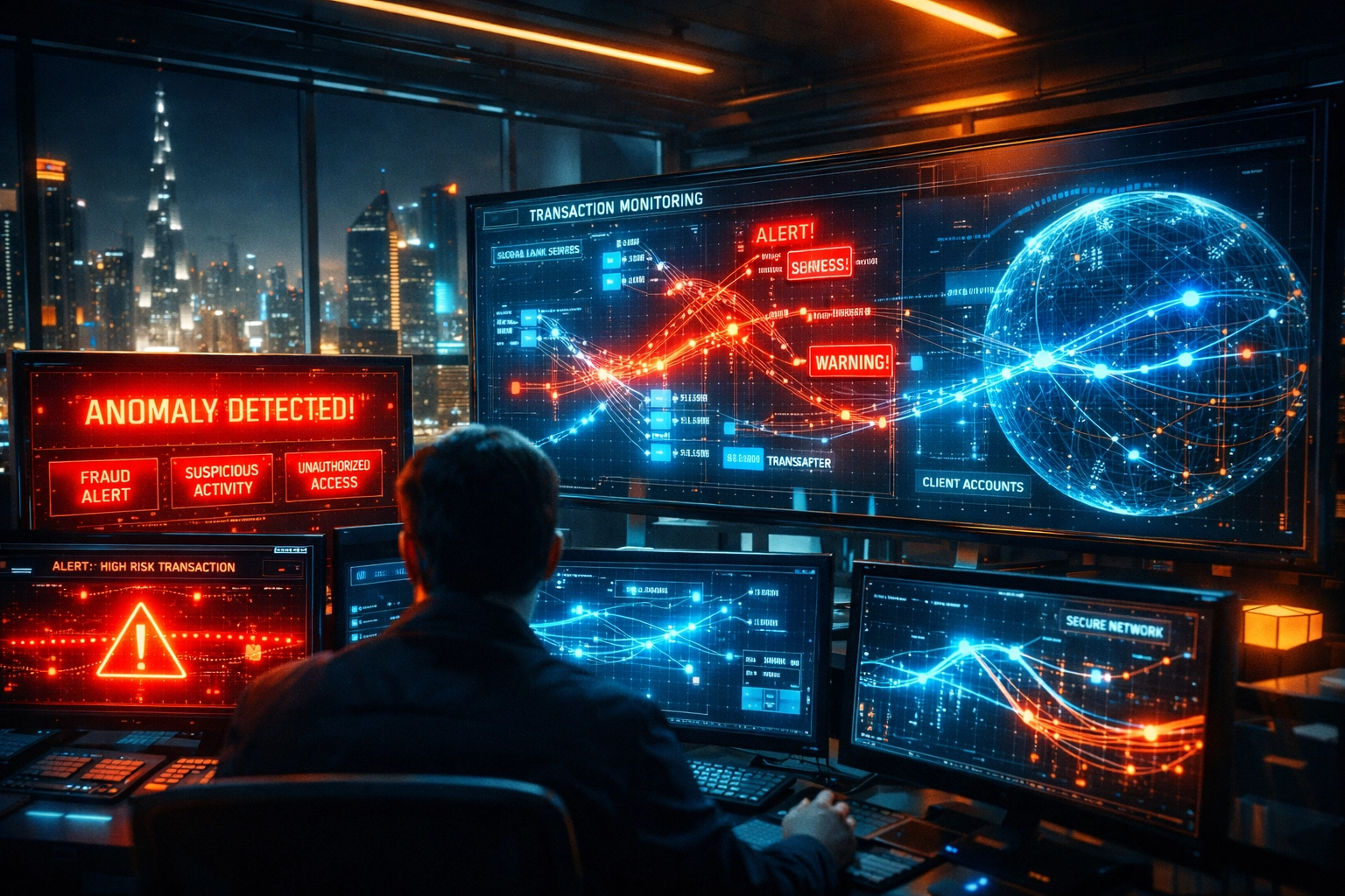 Real-time fraud detection system monitoring banking transactions with machine learning in Dubai
