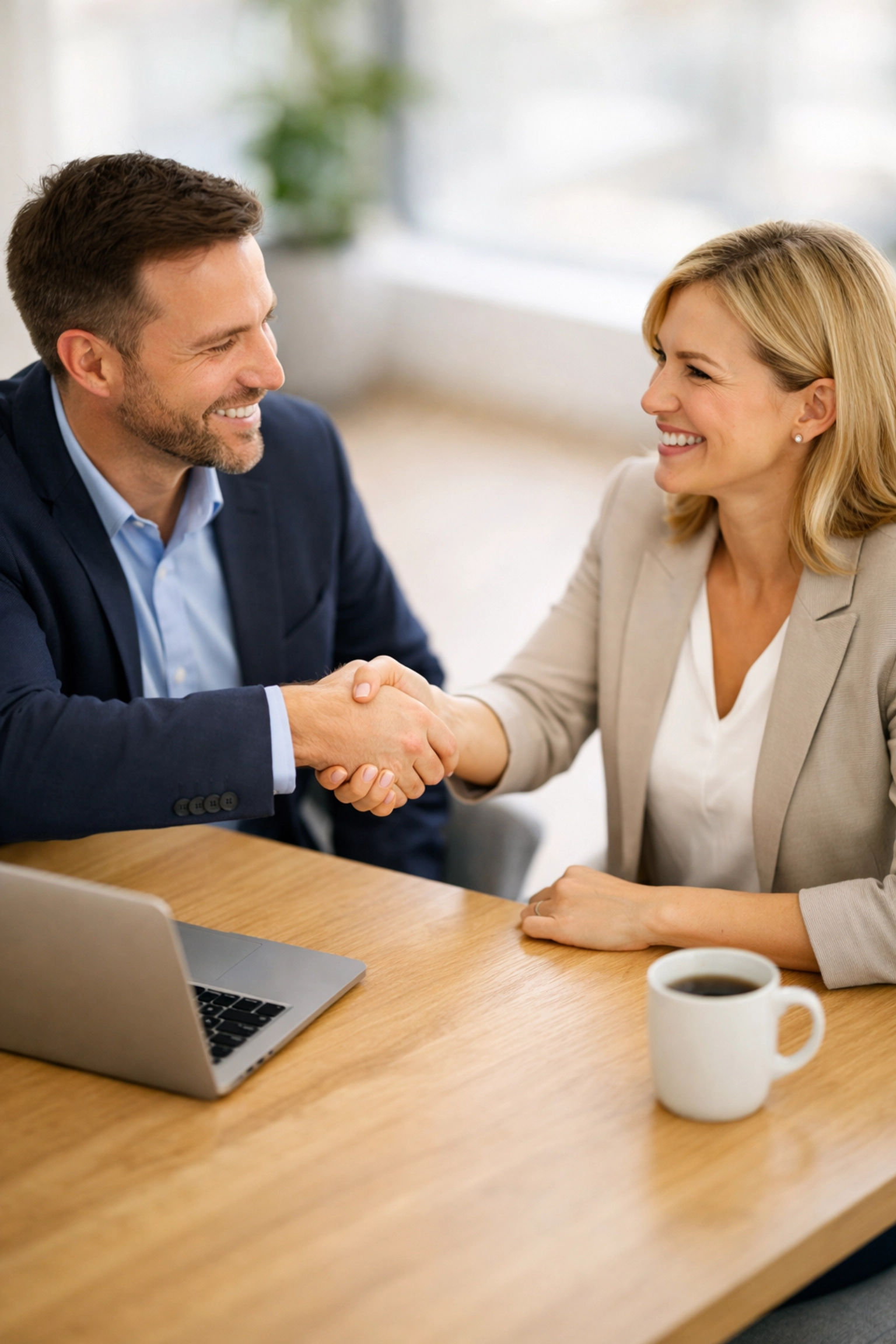 ServiceNow consultant and client shaking hands after a successful ITOM and ITAM ROI audit.