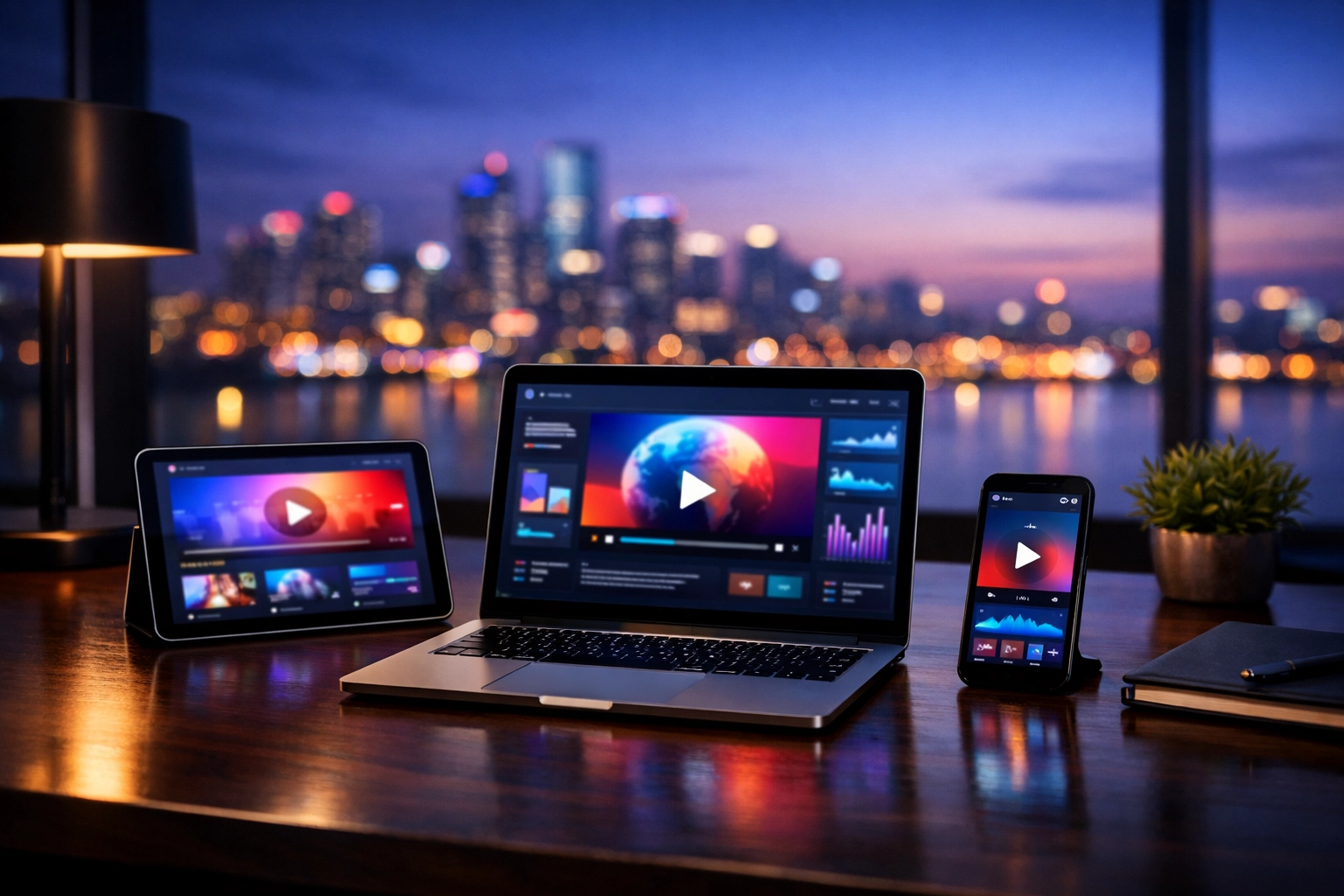 Minimalist digital workspace representing a multi-platform music marketing agency strategy for global reach.