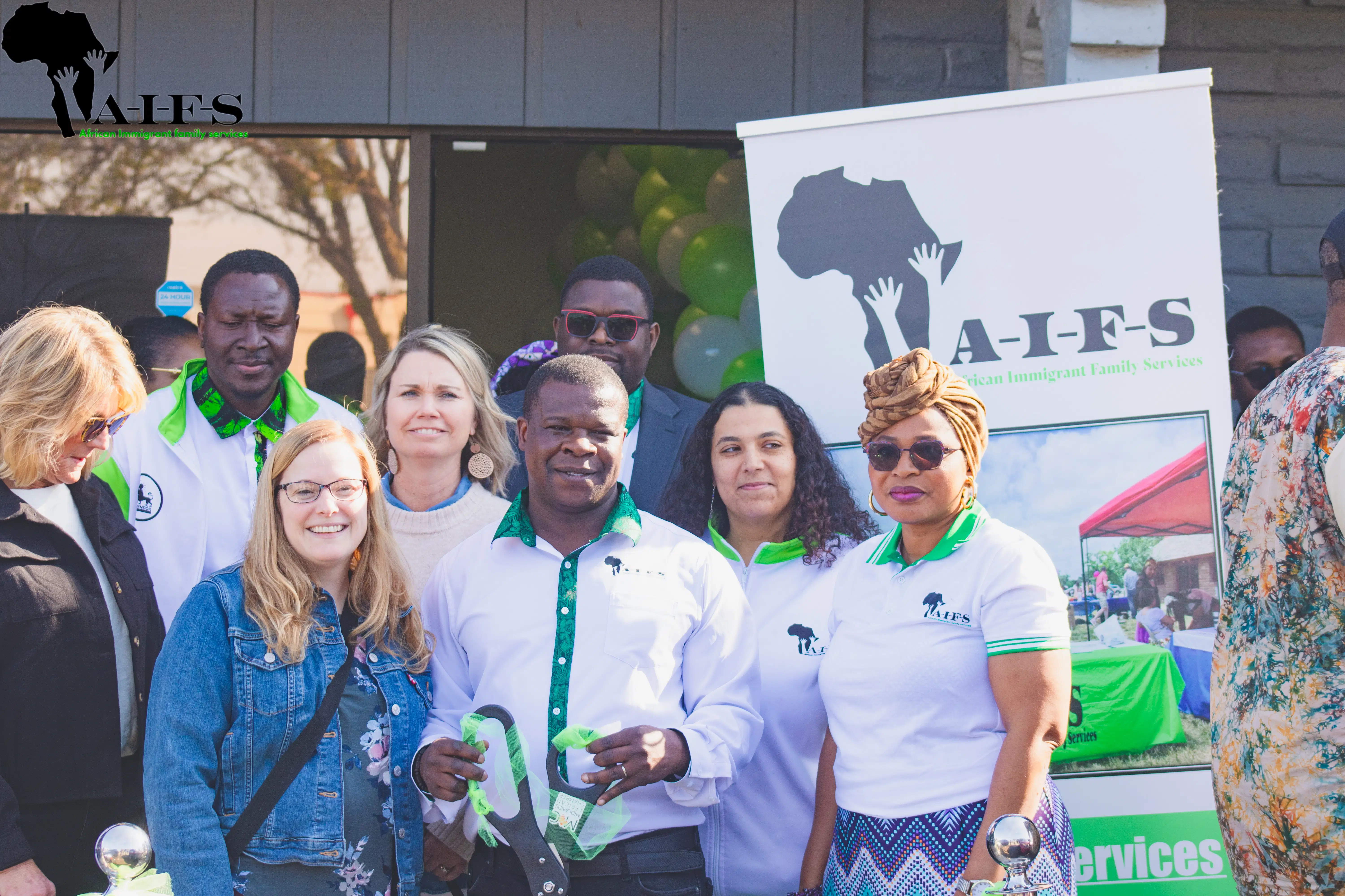 African immigrant families celebrating the AIFS grand opening of new community resources in Omaha.
