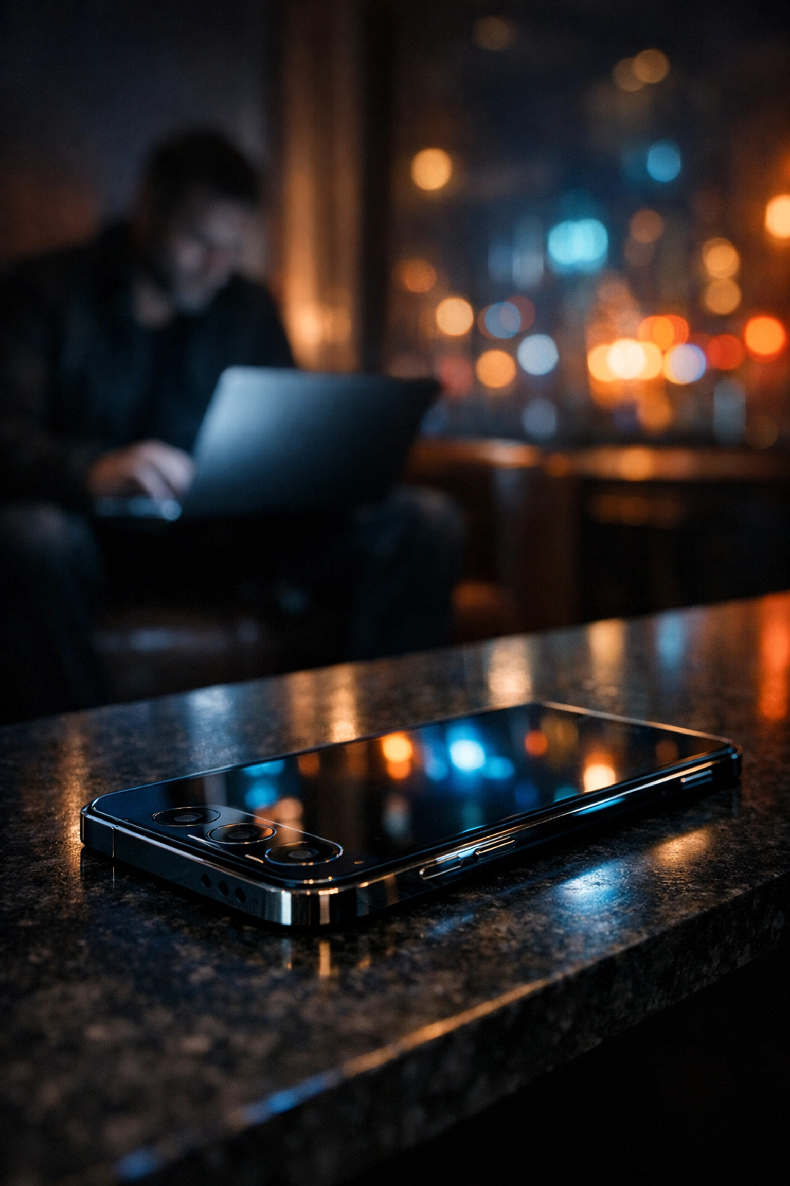 A smartphone in a Medellin lounge highlighting the risks of digital data theft and mobile security vulnerabilities.