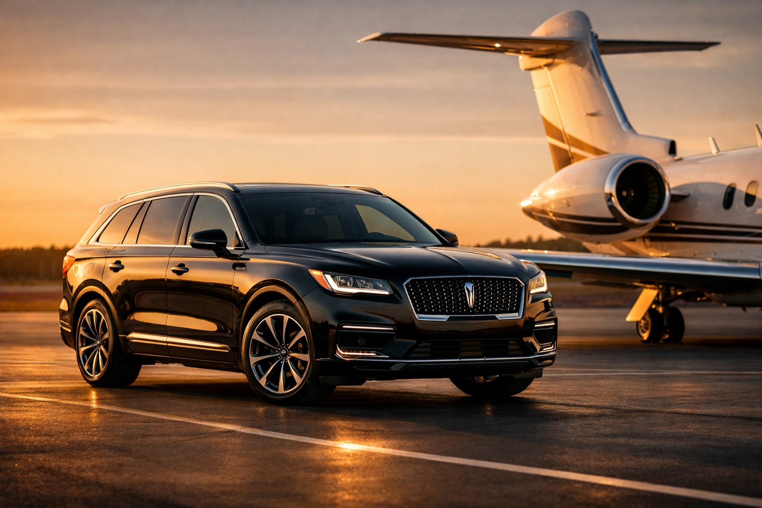 Private executive jet and luxury chauffeur service for seamless corporate travel management logistics.