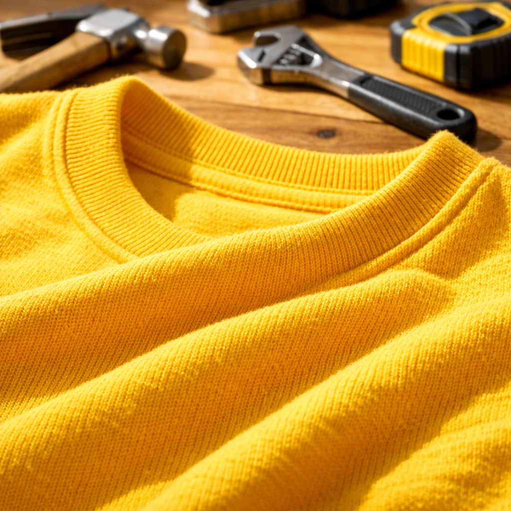 Premium yellow heavyweight cotton fabric for durable bulk custom t shirts for trade professionals.