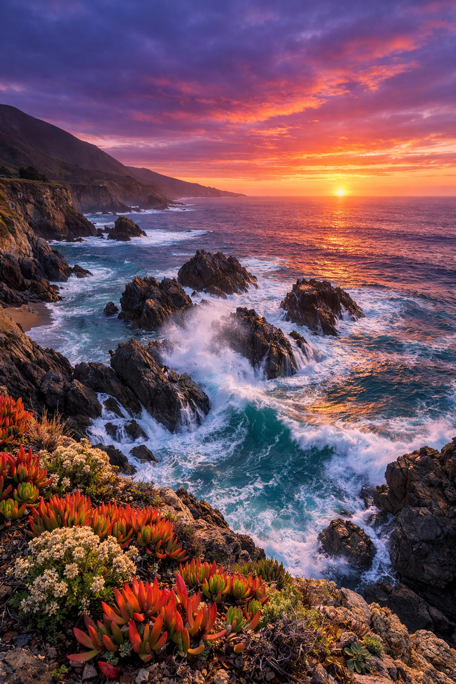Detailed Big Sur sunset photo demonstrating how Pixel-Shrink preserves professional image quality during compression.