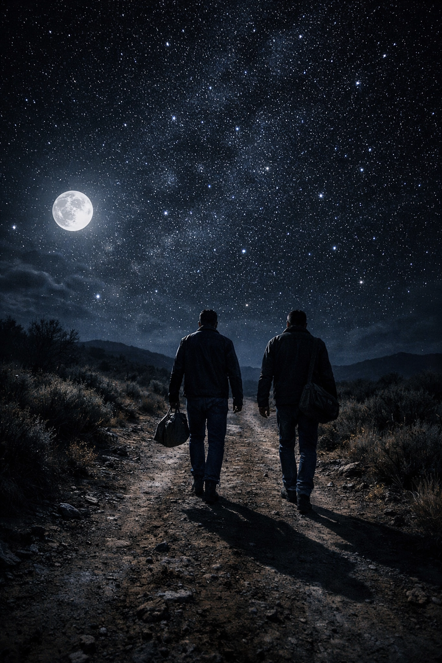 Gay couple walking dangerous night path seeking freedom in East African MM romance