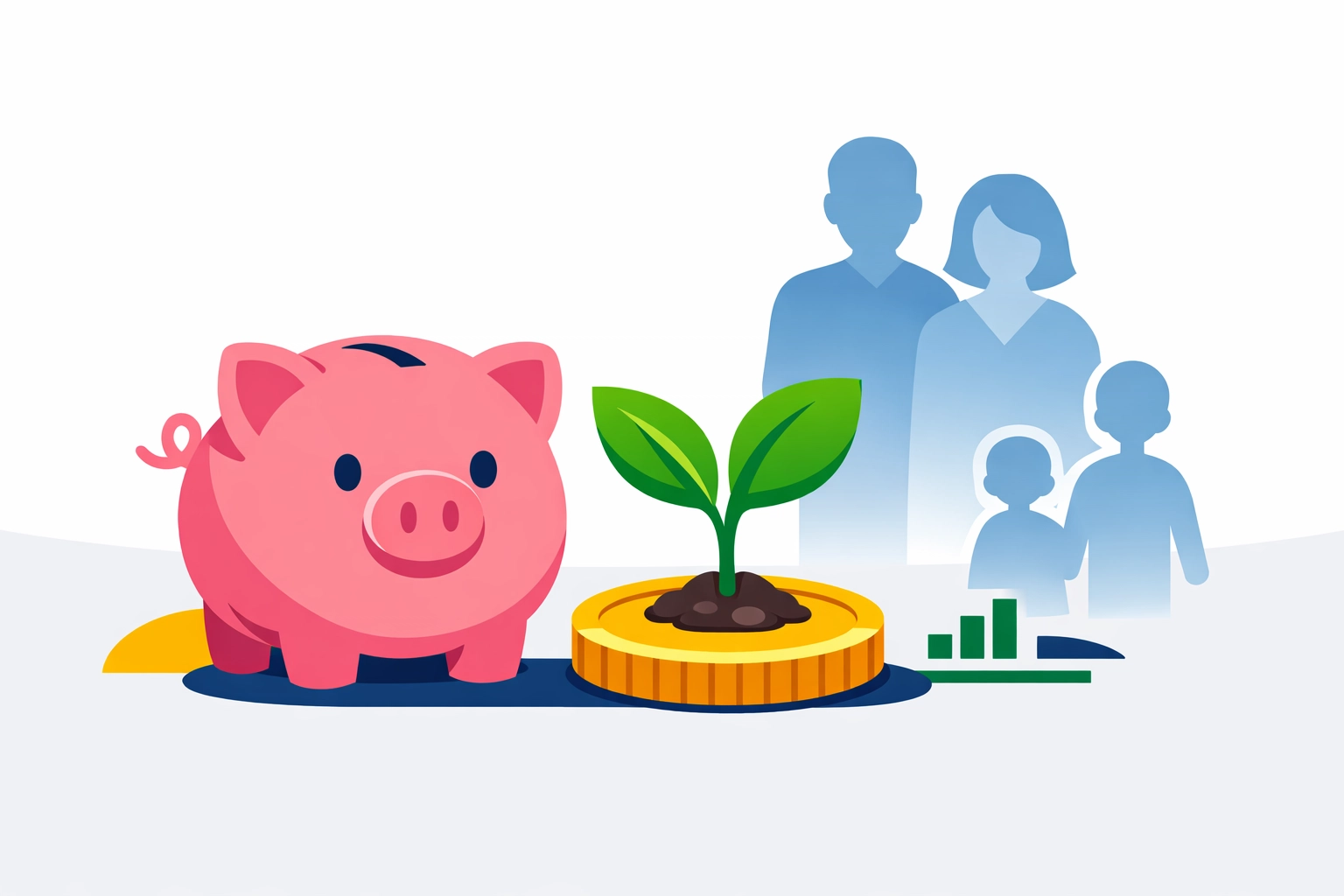 Illustration representing financial growth for families through retirement savings and tax planning strategies.