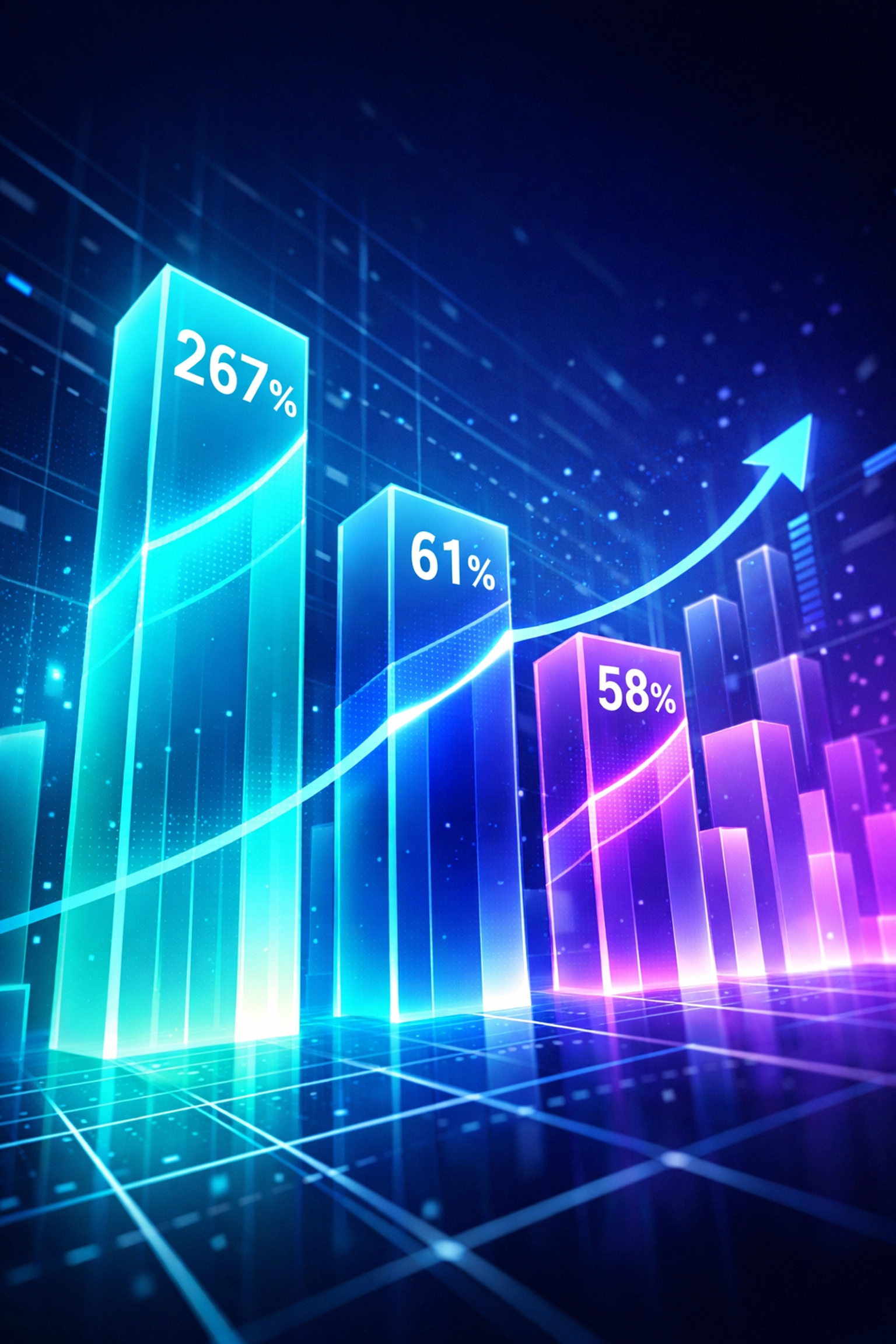 Graph showing SEO performance improvements with 267% increase in AI Overview appearances and citations