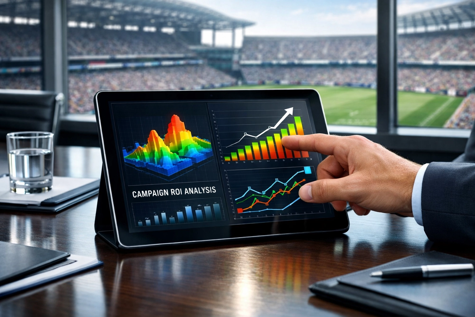 Digital advertising analytics and performance data visualization for measuring NIL campaign ROI.