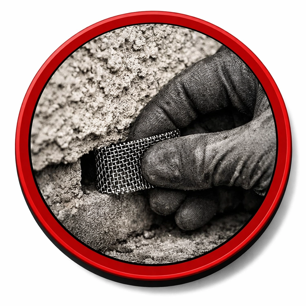 Professional installation of stainless steel mesh for pest exclusion on an Arizona stucco home.