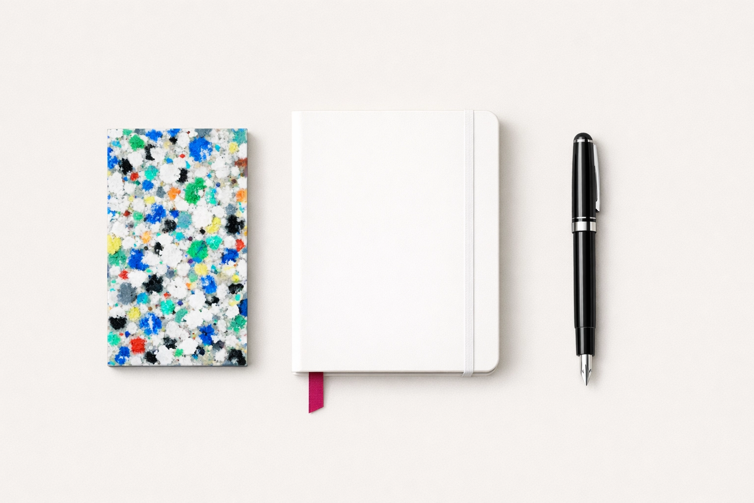 Recycled plastic panel sample with a planning notebook for sustainable infrastructure procurement.