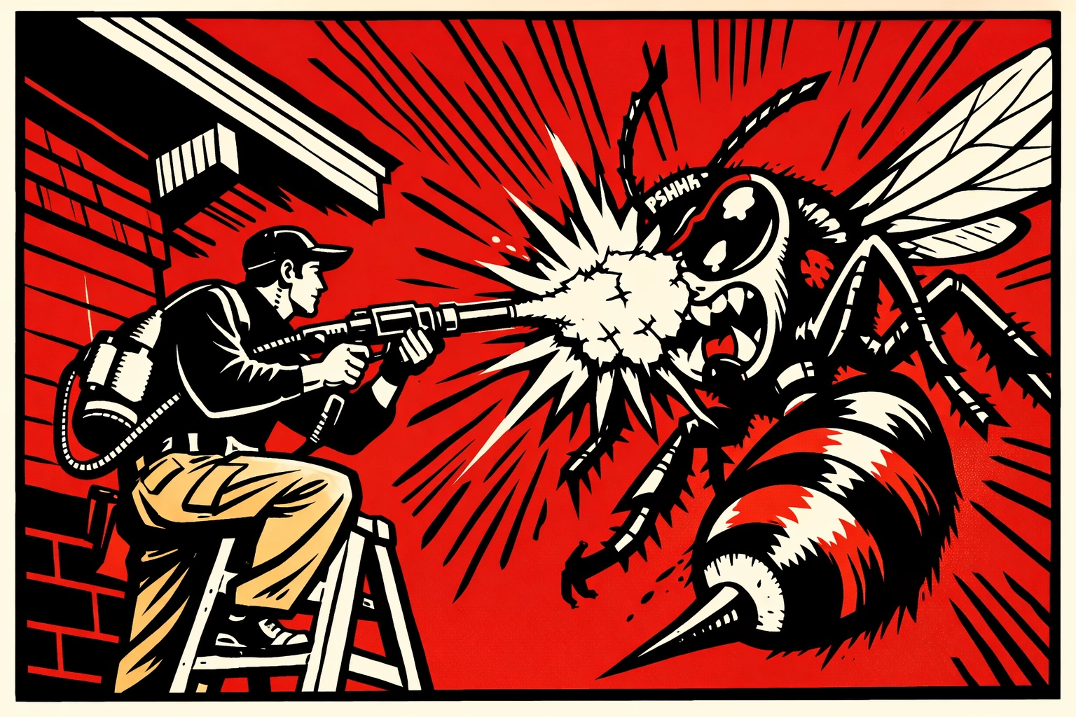 Professional exterminator in Jasper AL treating a home for seasonal wasps and pests.