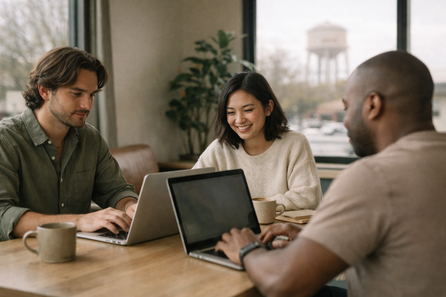 Startup team working in a modern coworking space in Round Rock, Texas