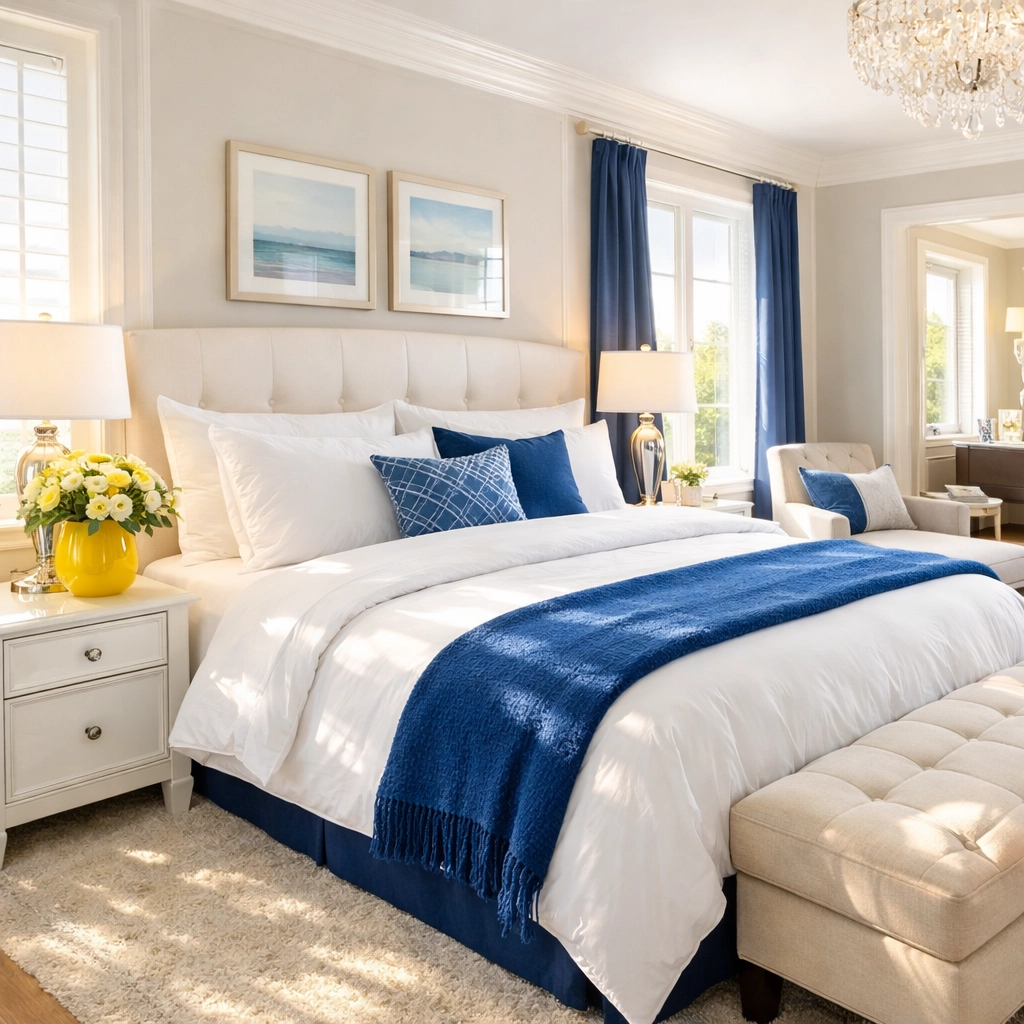 A clean and serene master bedroom suite after a professional house cleaning service visit.