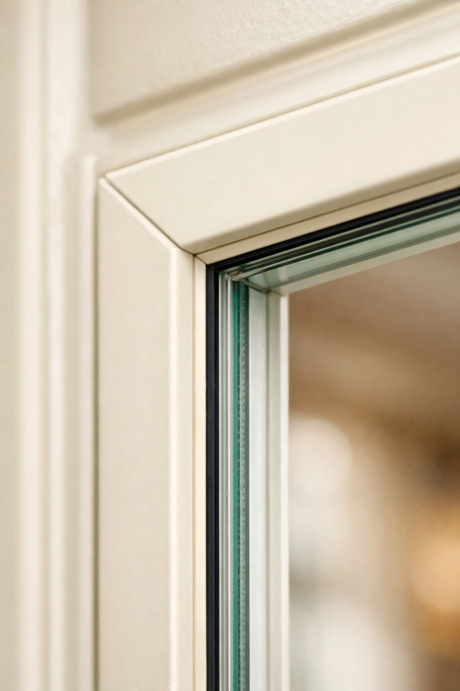 Close-up of a high-quality secondary glazing frame color-matched to a listed building interior.
